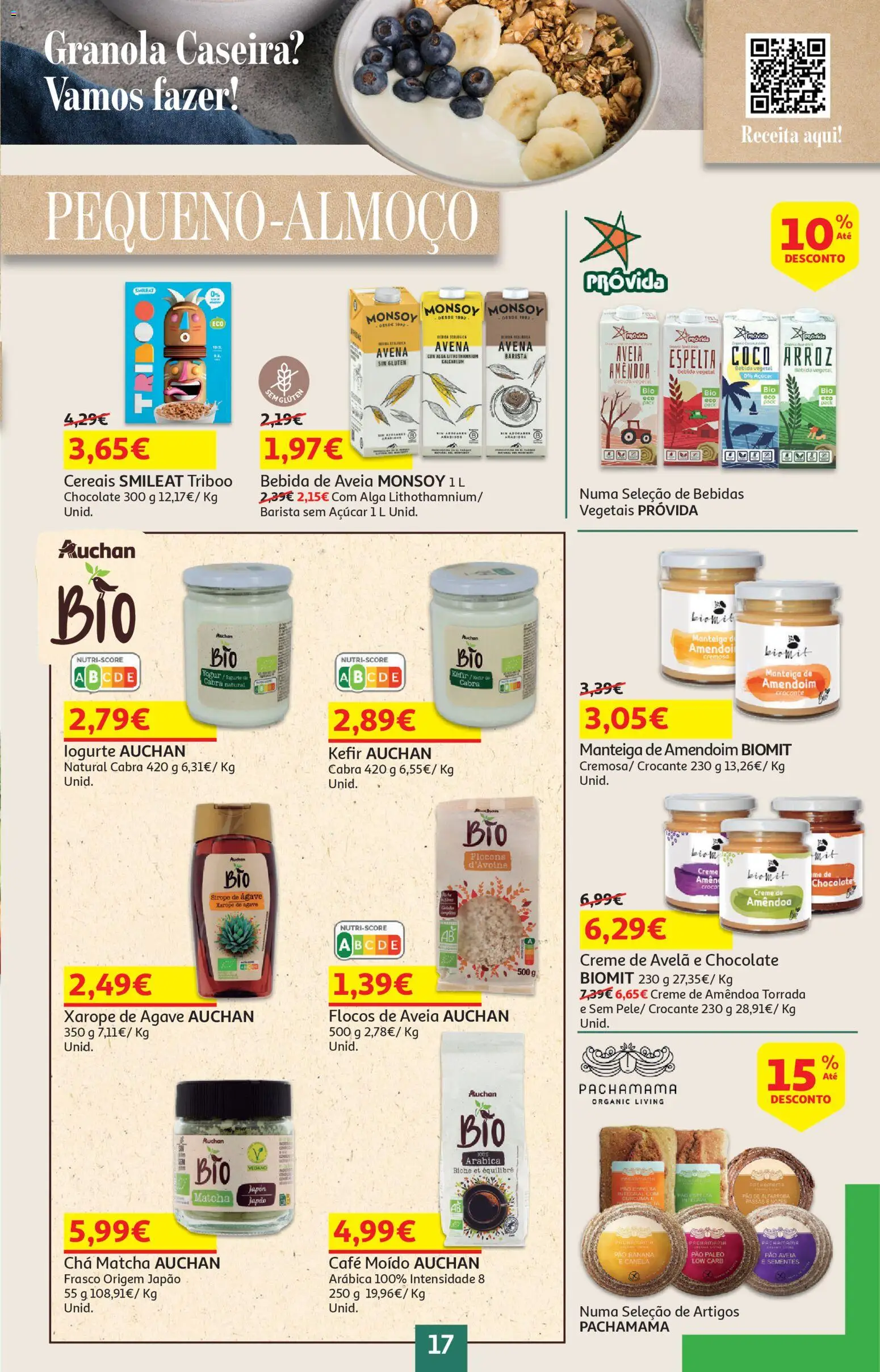 Auchan folheto │ válido de 17.02.2026 | Página: 17 | Produtos: Aveia, Banana, Chocolate, Creme