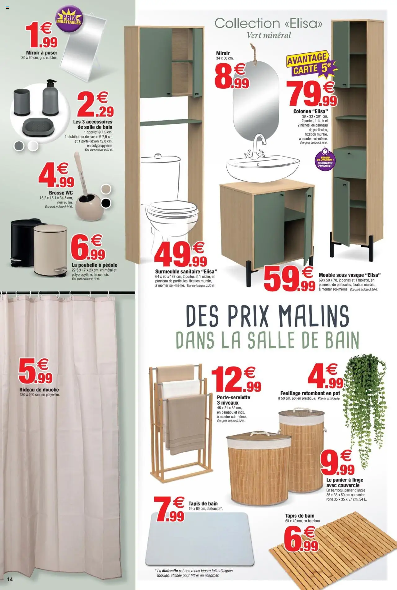  | Page: 14 | Produits: Tapis de bain, Panier à linge, Brosse, Rideau