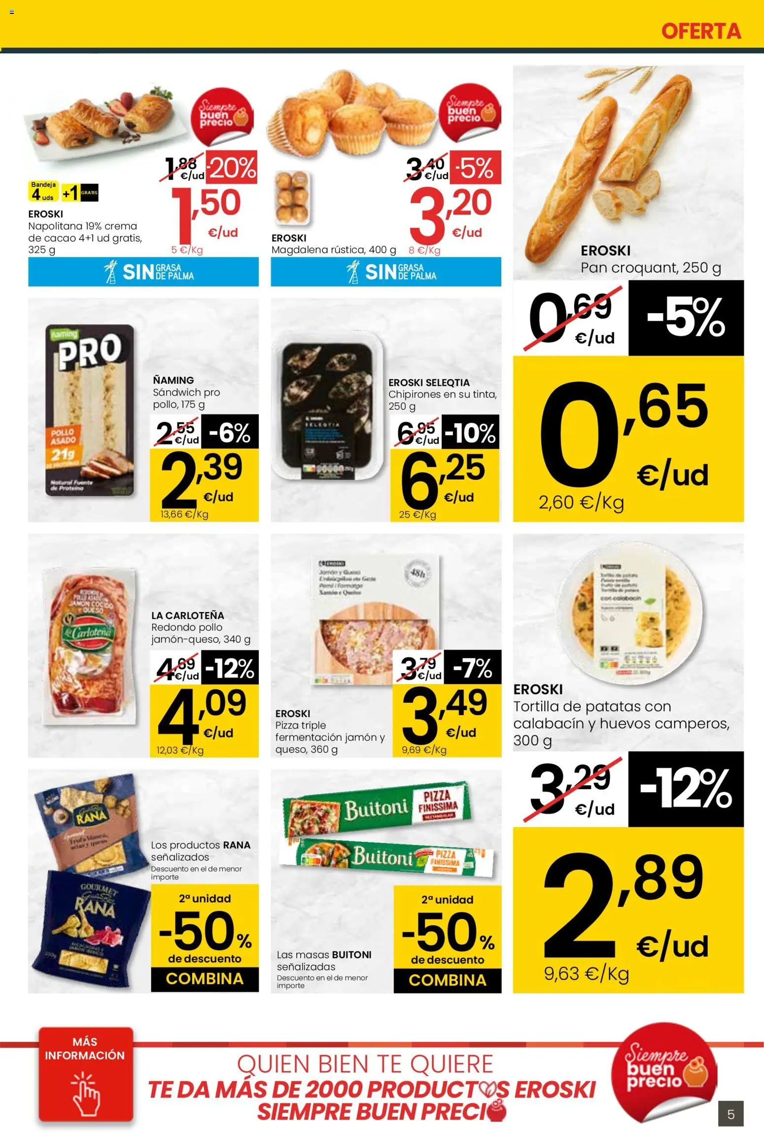 Eroski - Siempre a buen precio Center │ válido desde el 12.02.2026 | Página: 5 | Productos: Jamón, Crema de cacao, Té, Φρυγανιές σικάλεως