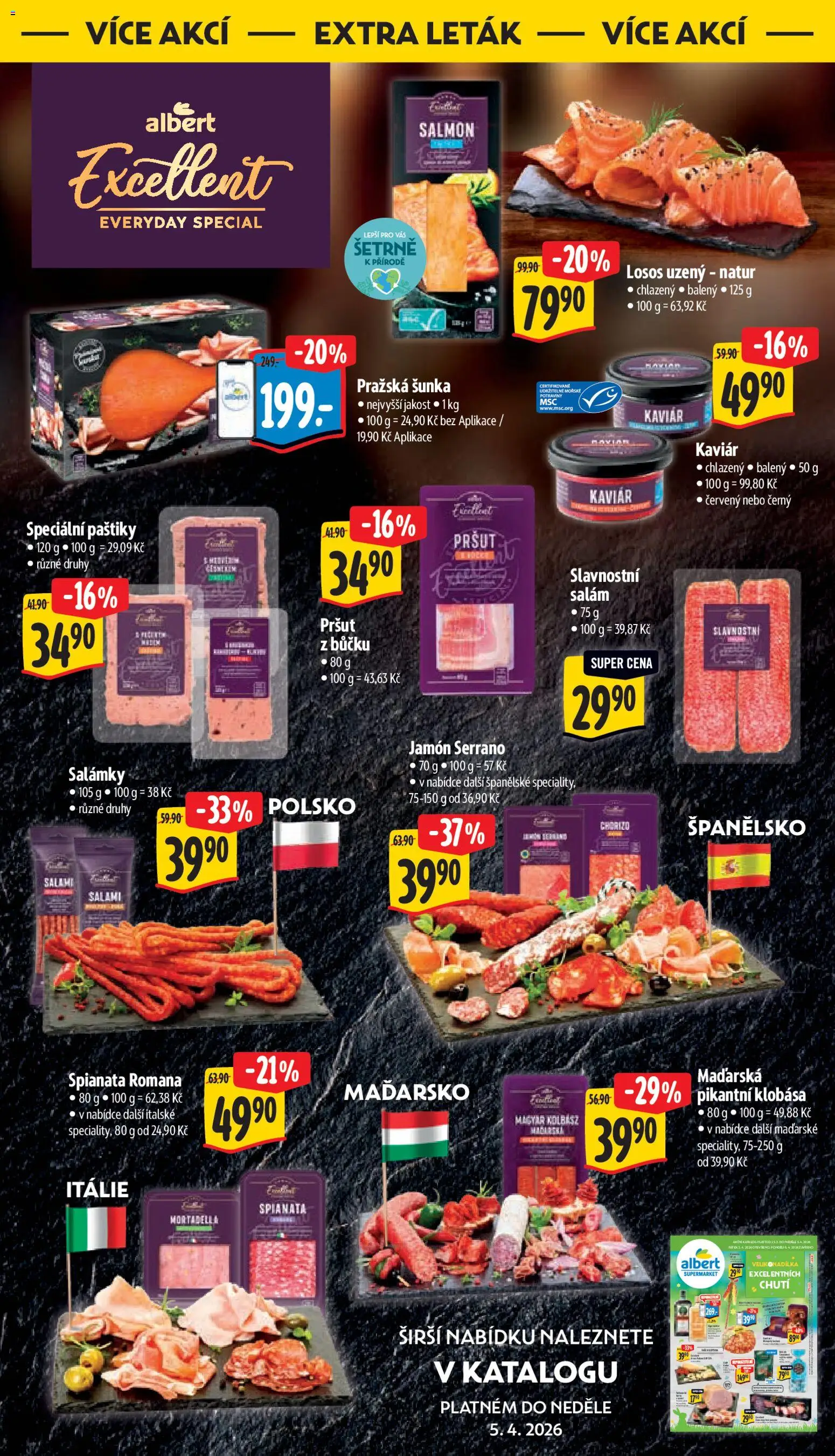 Albert leták - Supermarket od 01.04.2026 | Strana: 37 | Produkty: Kaviár, Šunka, Jamón Serrano, Klobása