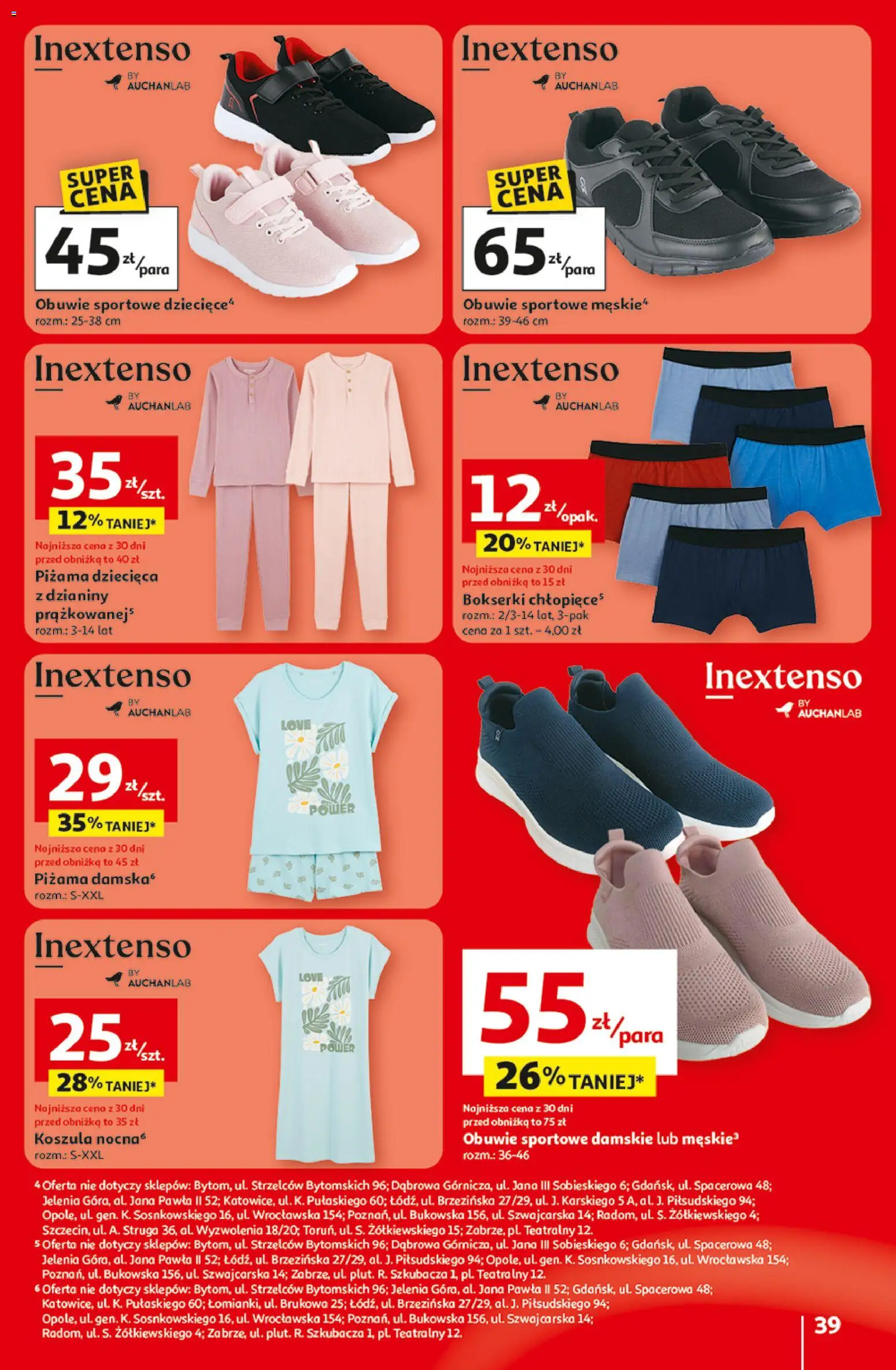 Auchan Gazetka - 30 Lat Hipermarket od 19.02.2026 | Strona: 39 | Produkty: Koszula, Piżama, Bokserki