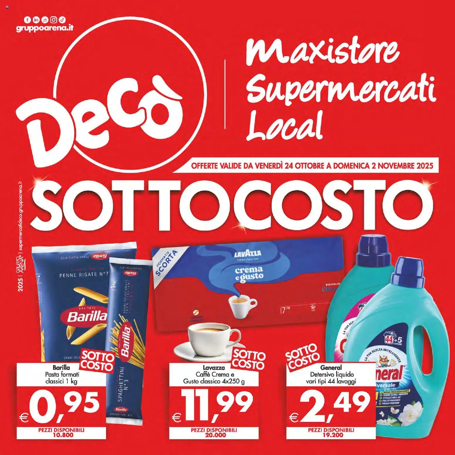 Volantino Decò del 24.10.2025 | Pagina: 1 | Prodotti: Crema, Caffè, Lavazza, Penne