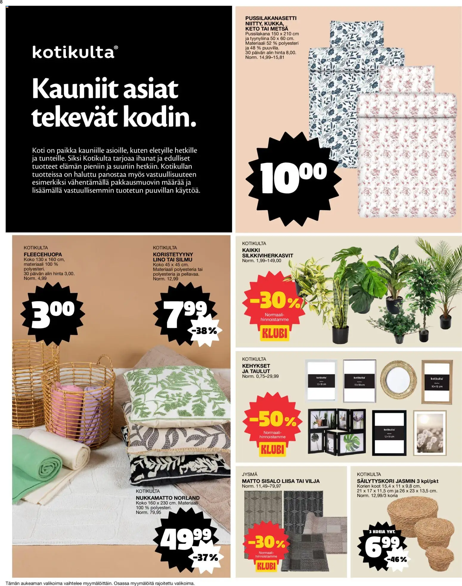 Tokmanni tarjoukset – voimassa 16.02.2026 alkaen | Sivu: 8 | Tuotteet: Pussilakanasetti, Matto, Koristetyyny, Tyynyliina