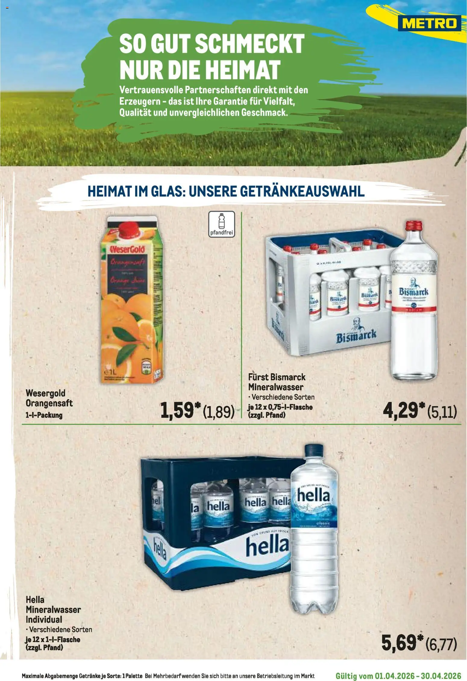Metro Regionaler Flyer – gültig ab 01.04.2026 | Seite: 31 | Produkte: Orangensaft, Mineralwasser, Hella