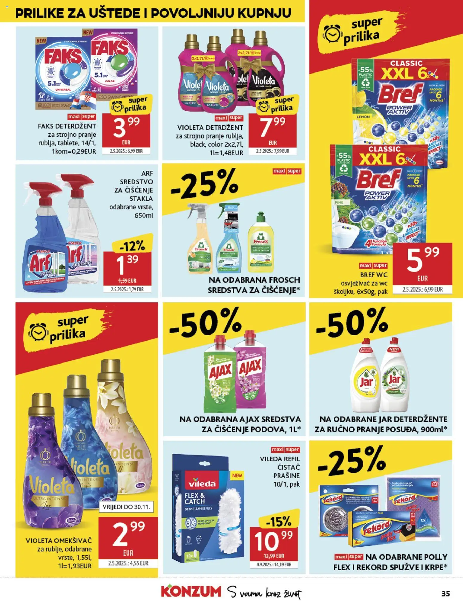 Konzum katalog | vrijedi od 29.10.2025 | Stranica: 35 | Proizvodi: Sredstva za čiščenje, Ajax, Arf, Vileda