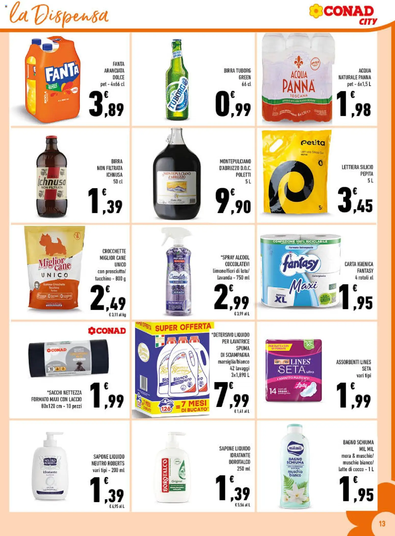 Volantino Conad del 27.12.2025 | Pagina: 13 | Prodotti: Sapone, Birra, Cocco, Fanta