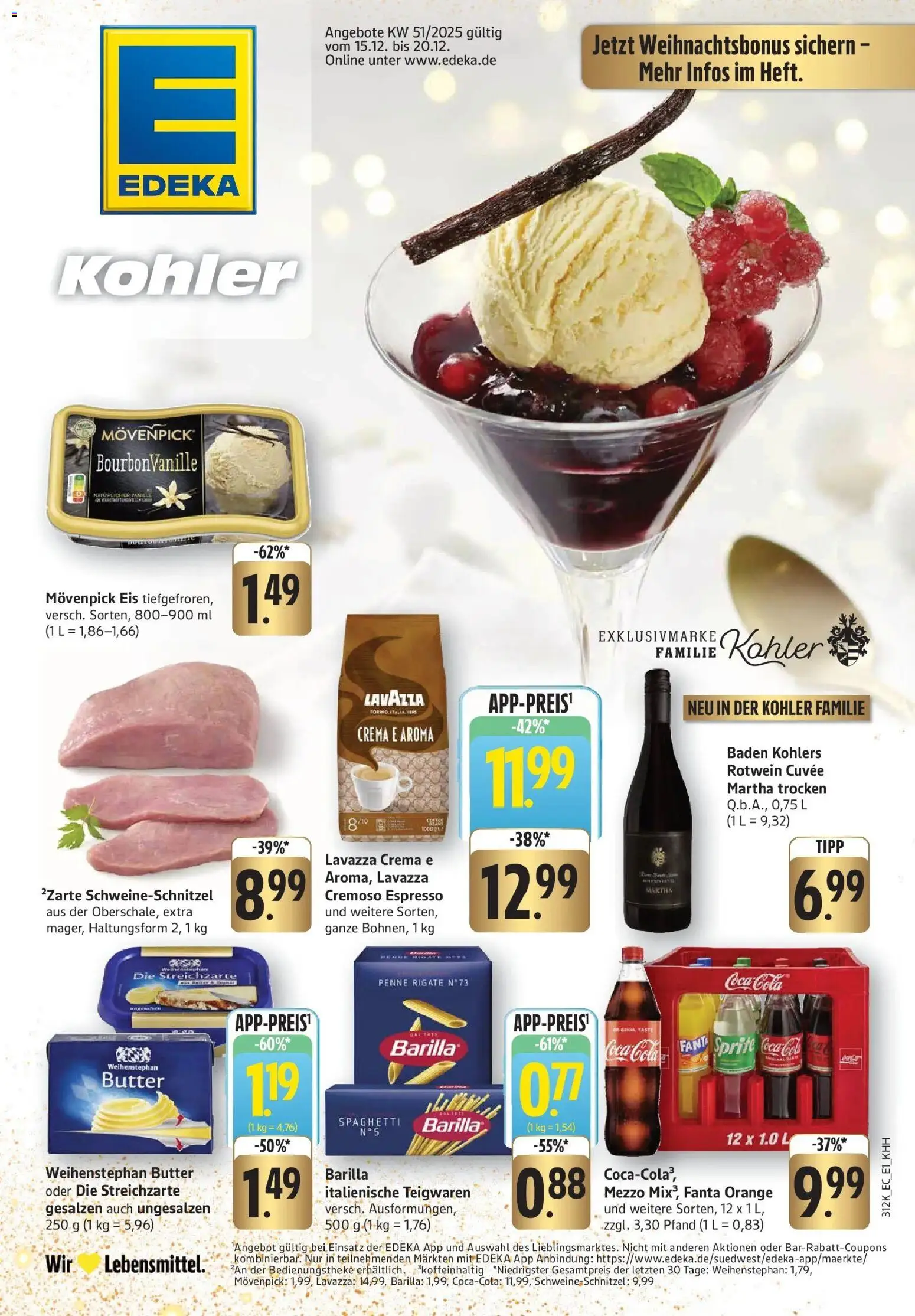 Edeka prospekt Ettenheim	 – gültig ab 15.12.2025 | Seite: 1 | Produkte: Butter, Schnitzel, Pasta, Eis