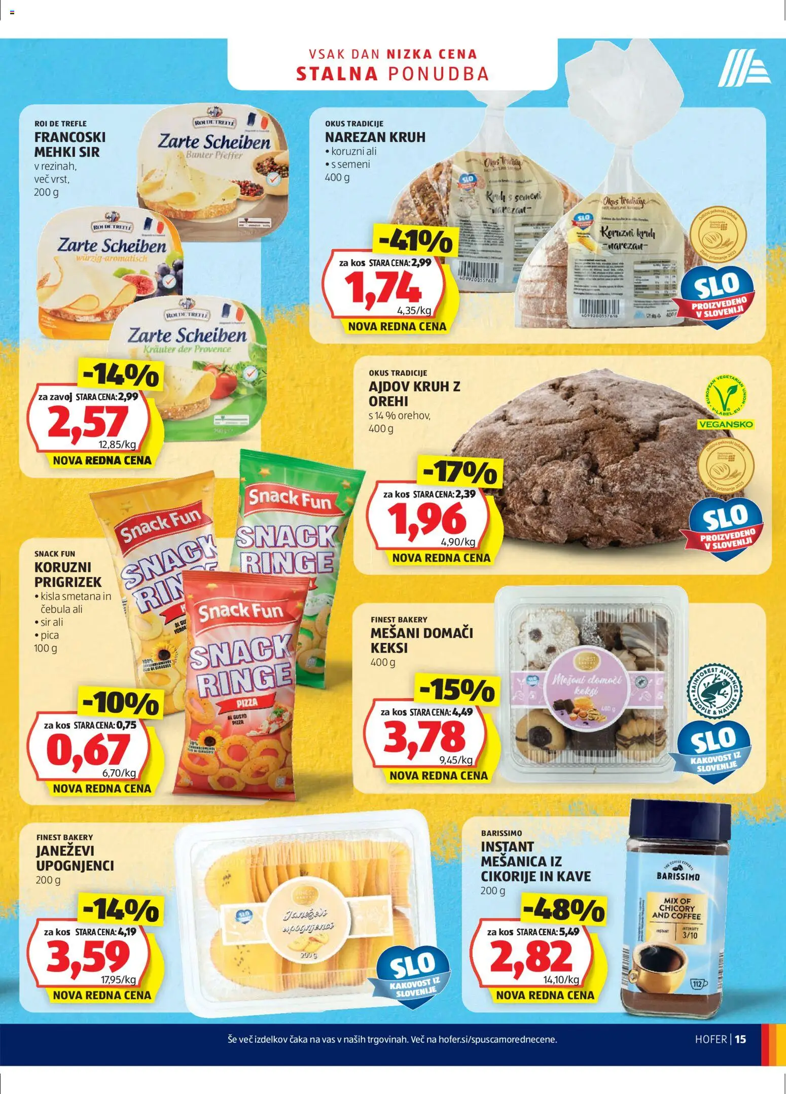 Novi Hofer katalog ponudbe – veljaven od 14.01.2026 | Stran: 15 | Izdelki: Kos, Kruh, Kisla smetana, Cebula