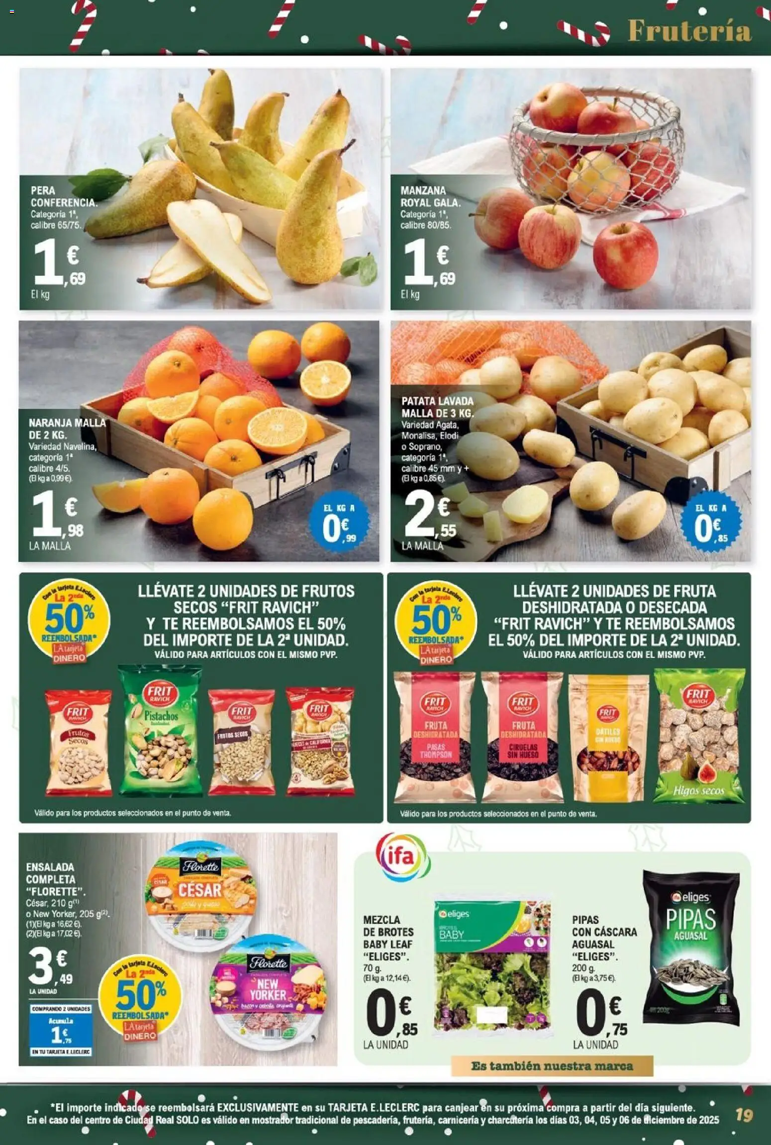 E.Leclerc folleto │ válido desde el 03.12.2025 | Página: 19 | Productos: Frutos secos, Manzana, Ensalada, Σαντιγύ