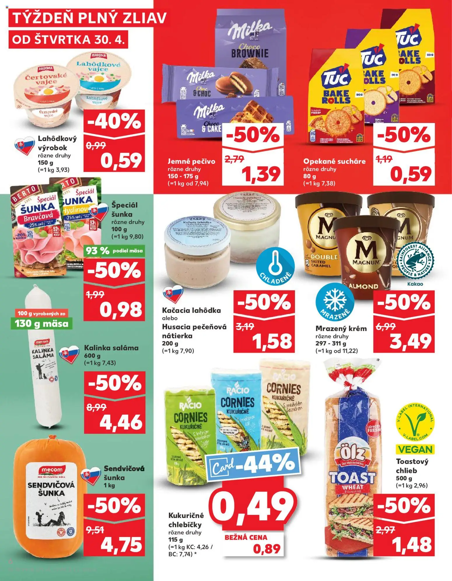 Nové Kaufland akcie – leták je platný od 30.04.2026 | Strana: 6 | Produkty: Chlieb, Saláma, Magnum, Milka