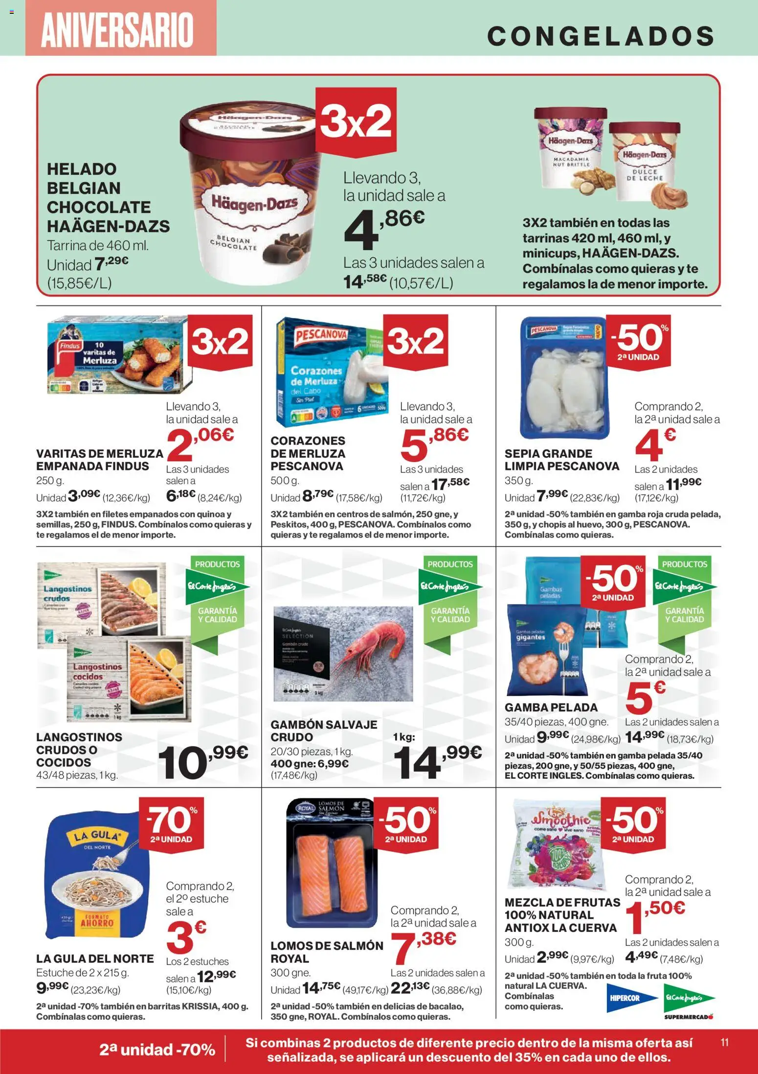 Hipercor catálogo │ válido desde el 23.10.2025 | Página: 15 | Productos: Leche, Té, Helado, Gamba