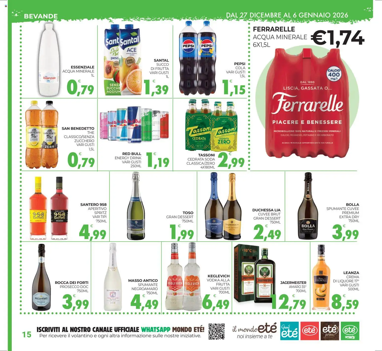 Volantino Eté del 27.12.2025 | Pagina: 15 | Prodotti: Crema, Acqua minerale, Amaro, Aperitivo