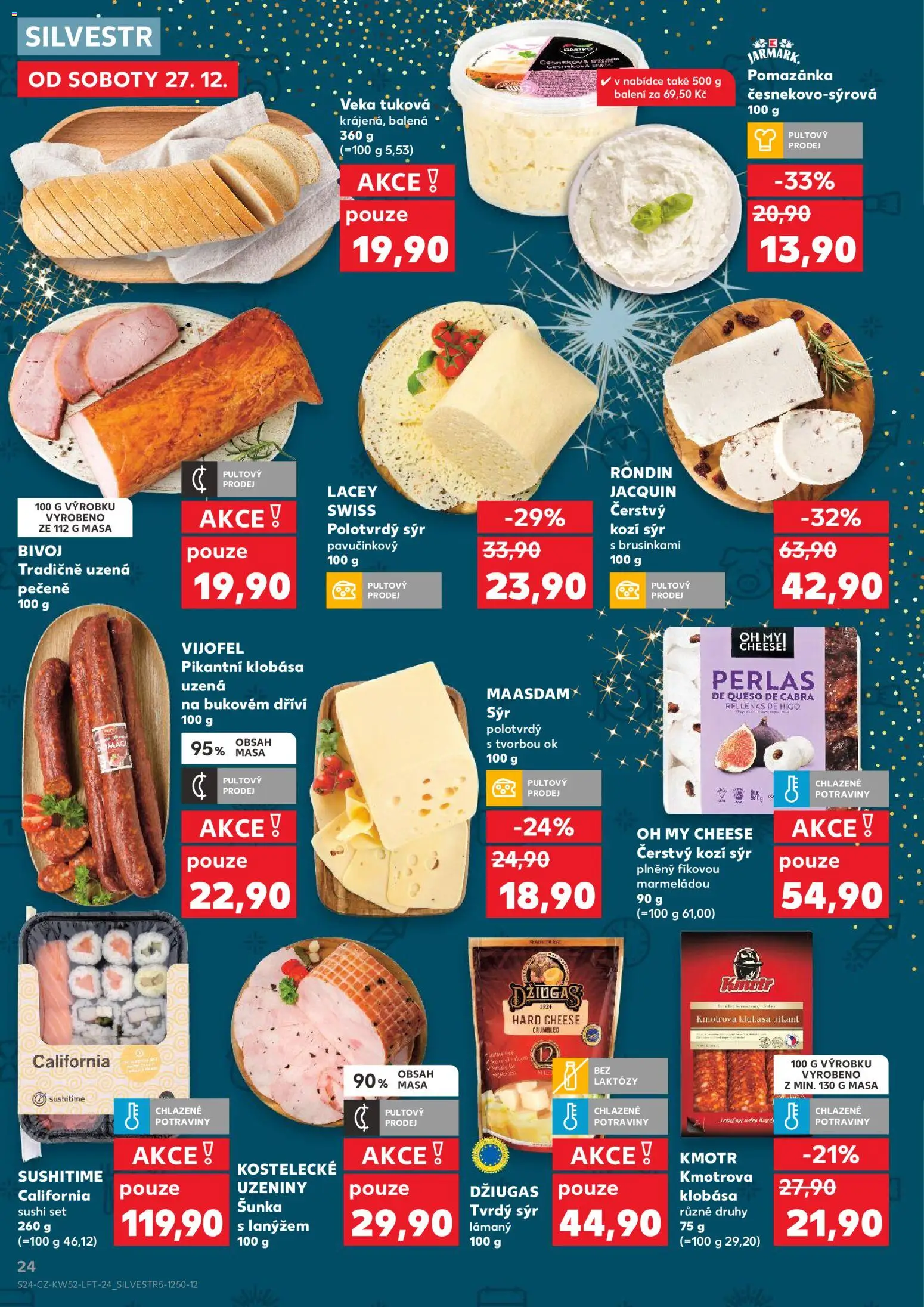 Kaufland leták - Plzeň Bory od 27.12.2025 | Strana: 24 | Produkty: Sýr, Sushi, Pomazánka, Potraviny