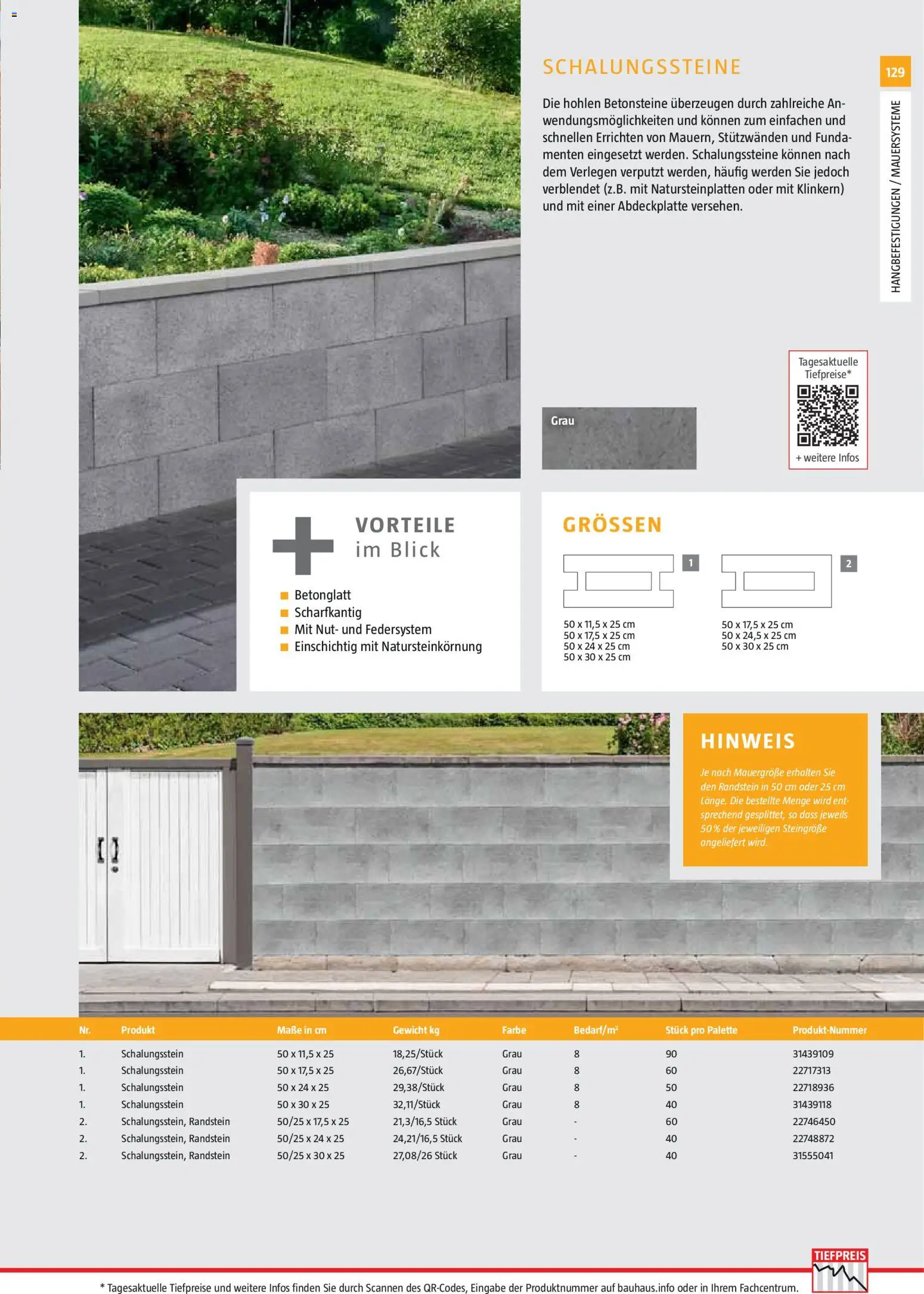 Bauhaus Gartenbaumaterialien 2026 – gültig ab 02.03.2026 | Seite: 129 | Produkte: Gewicht