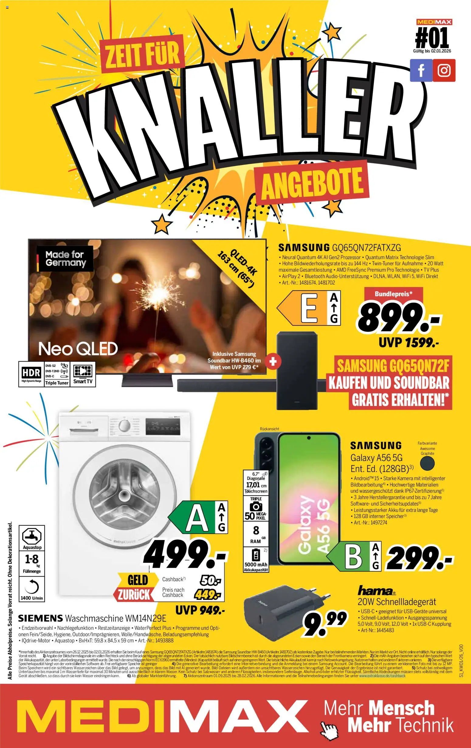 Medimax Prospekt 	 – gültig ab 27.12.2025 | Seite: 1 | Produkte: Kamera, Siemens, Smart TV, TV