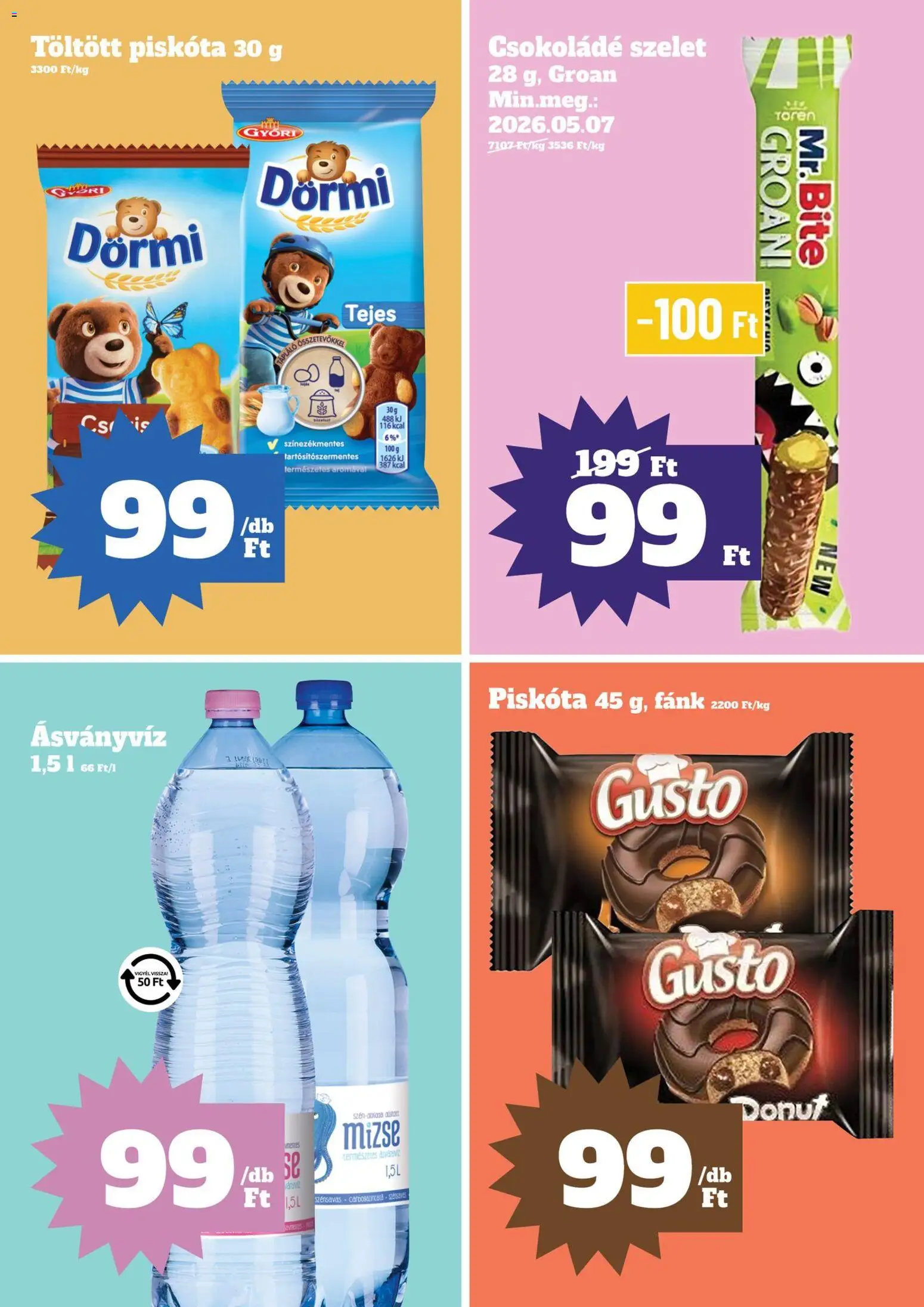 Family Diszkont akciós ujság - amely érvényes a következő dátumtól: 23.04.2026 | Oldal: 3 | Termékek: Piskóta, Fánk, Csokoládé, Ásványvíz