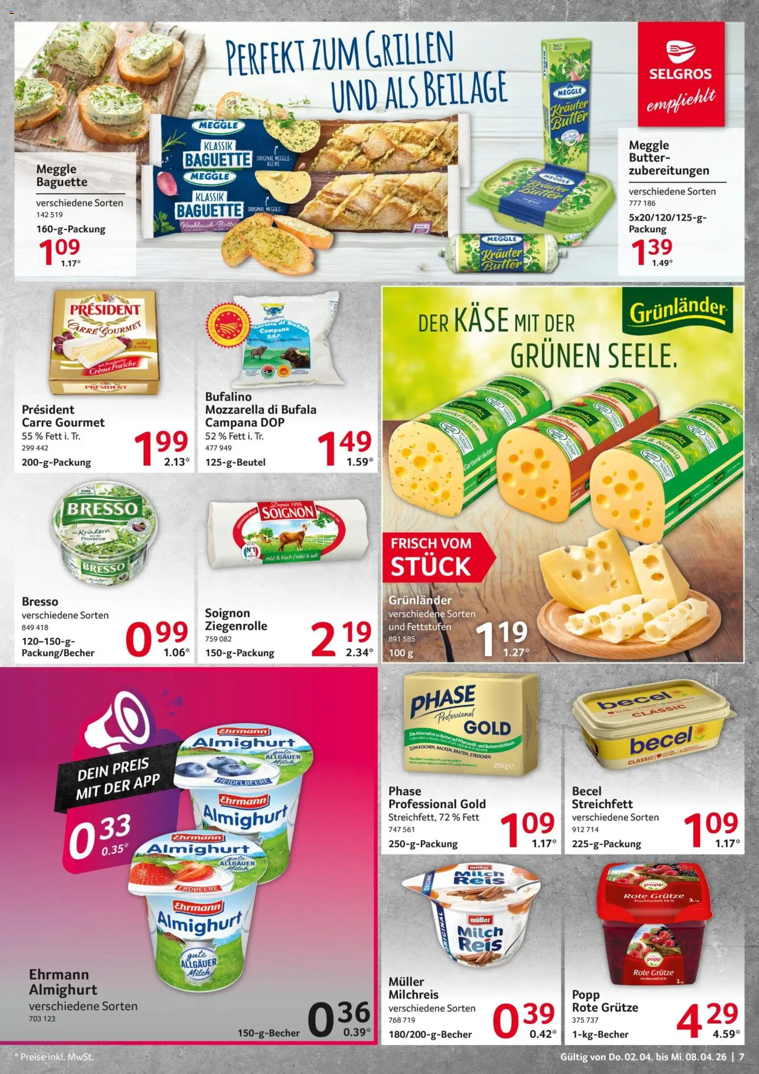 Selgros Prospekt 	 – gültig ab 02.04.2026 | Seite: 7 | Produkte: Ehrmann almighurt, Butter, Käse, Creme