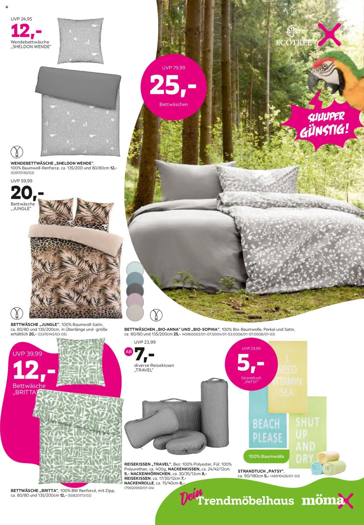 Mömax Super Sonderverkauf bis -70% – gültig ab 06.10.2025 | Seite: 9 | Produkte: Strandtuch, Bettwäsche