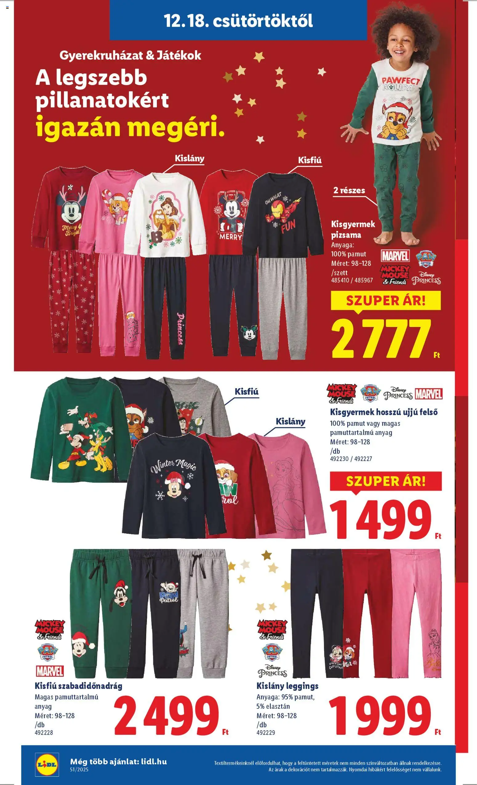 Lidl akciós ujság - amely érvényes a következő dátumtól: 18.12.2025 | Oldal: 8 | Termékek: Játékok, Pizsama, Leggings