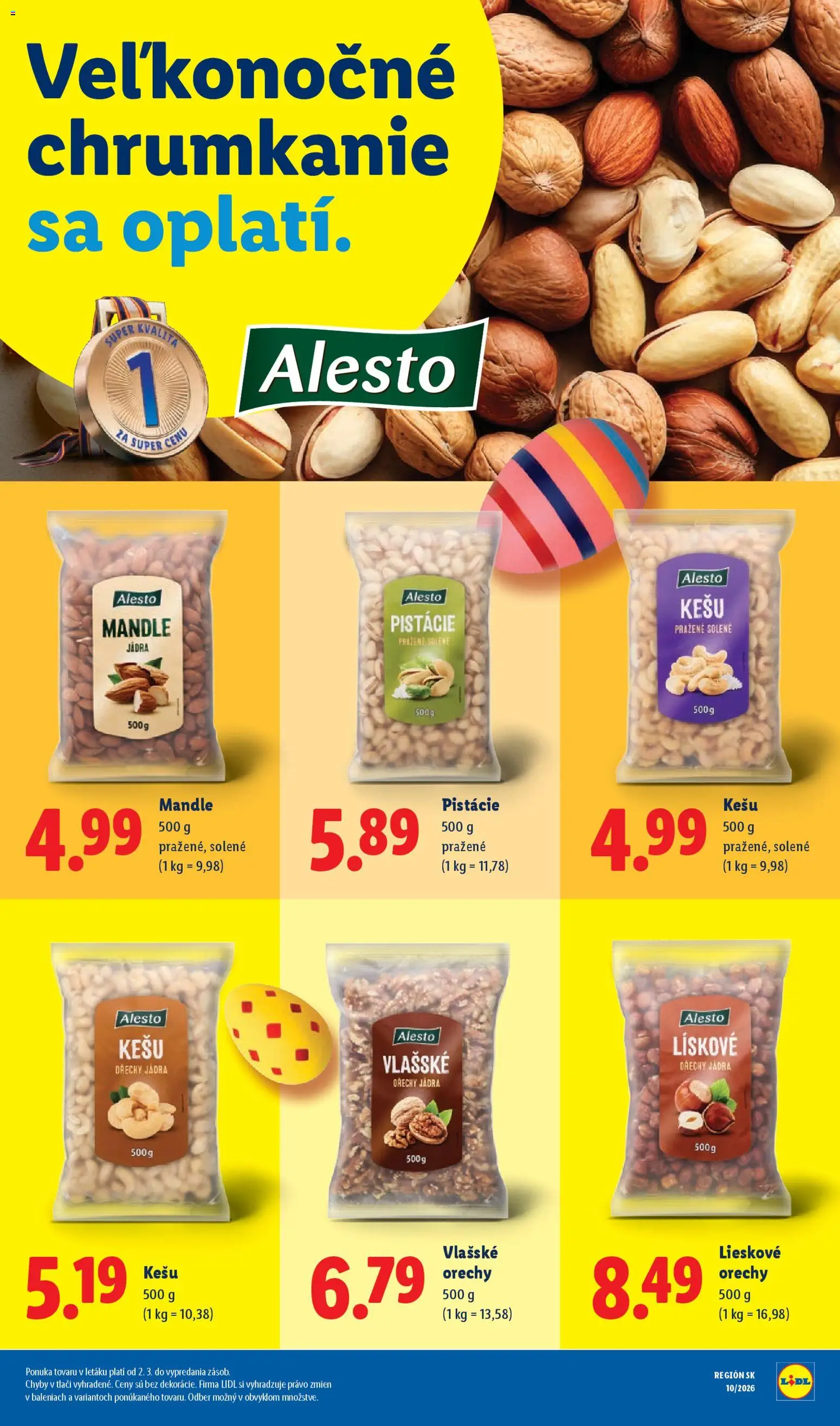 Nové Lidl akcie – leták je platný od 19.03.2026 | Strana: 76 | Produkty: Orechy, Pistácie, Mandle, Vlašské orechy
