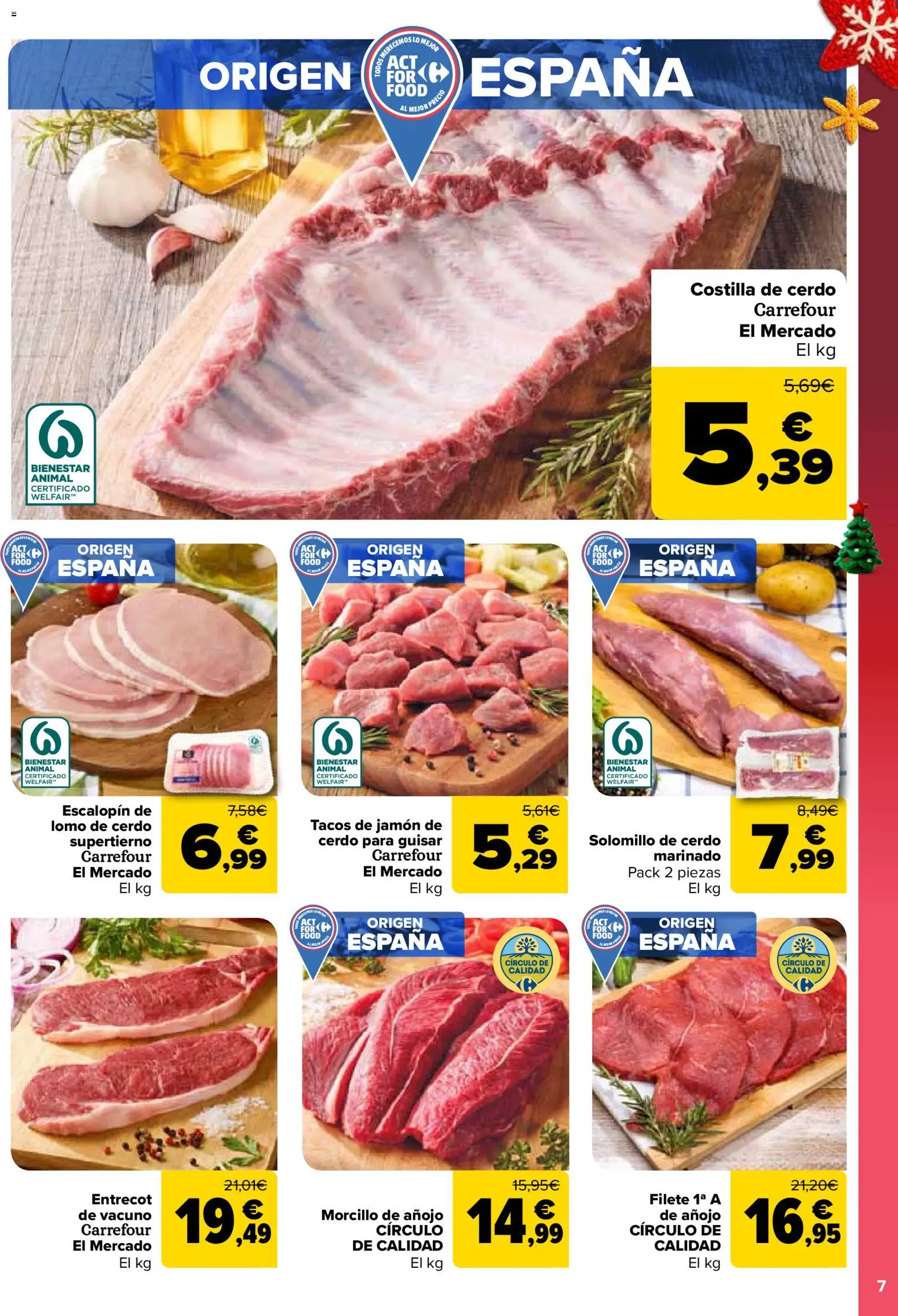 Carrefour folleto │ válido desde el 29.12.2025 | Página: 7 | Productos: Solomillo de cerdo, Jamón, Costilla de cerdo, Filete