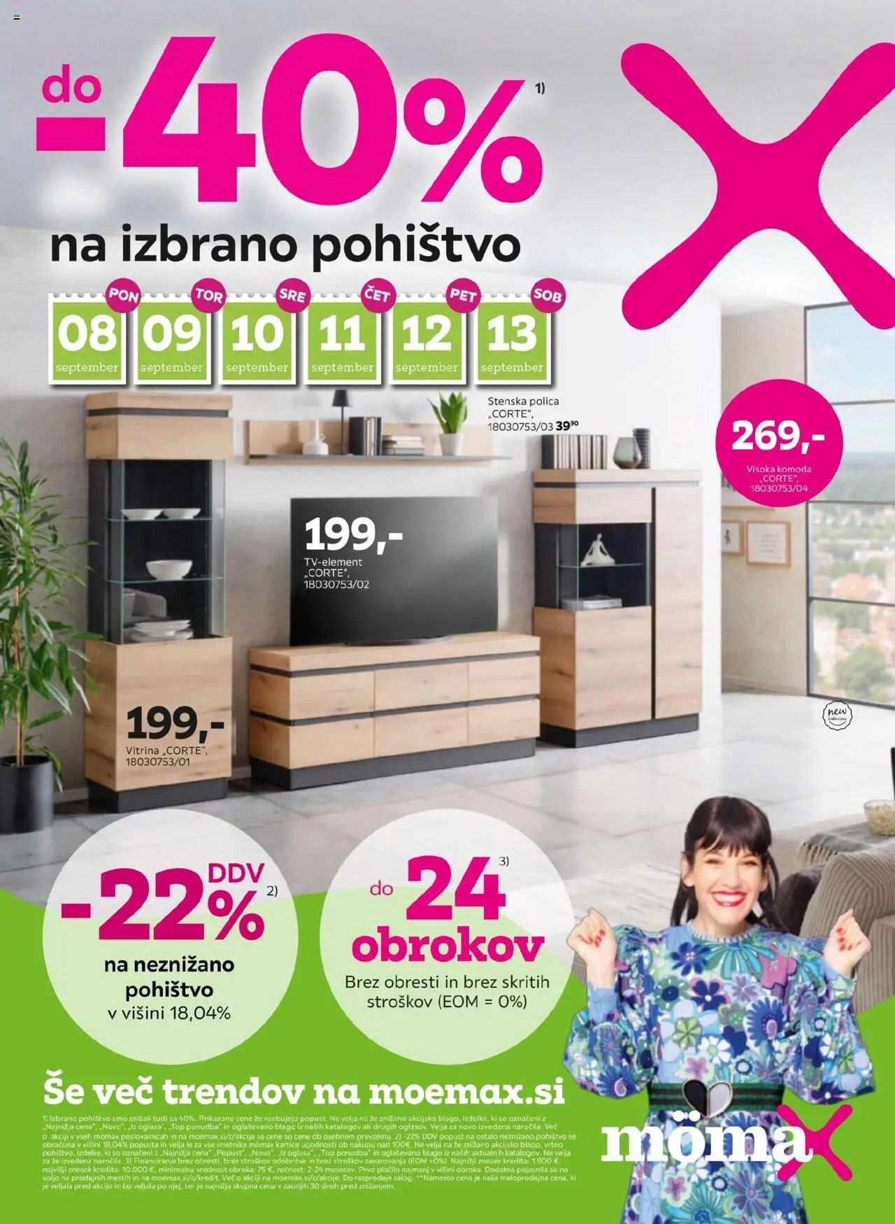 Novi Mömax katalog ponudbe – veljaven od 08.09.2025 | Stran: 1 | Izdelki: Vitrina, Pohištvo, Komoda, Polica