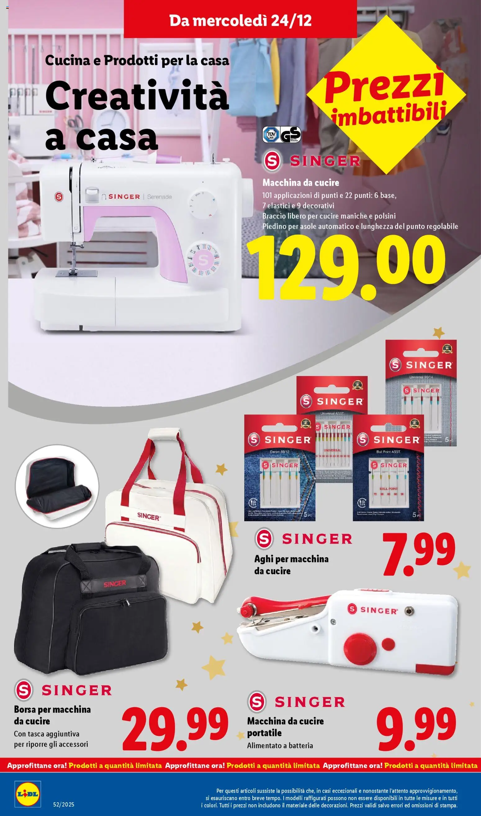 Volantino Lidl del 21.12.2025 | Pagina: 48 | Prodotti: Borsa, Macchina da cucire, Batteria, Elastici