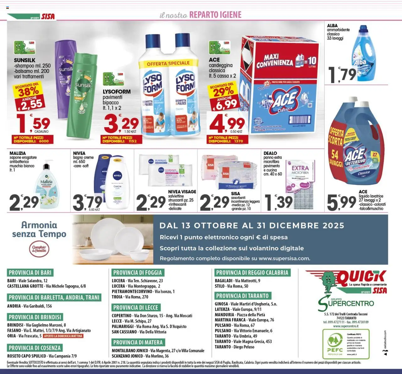 Volantino SISA del 14.10.2025 | Pagina: 8 | Prodotti: Ammorbidente, Candeggina, Pavimento, Bagno