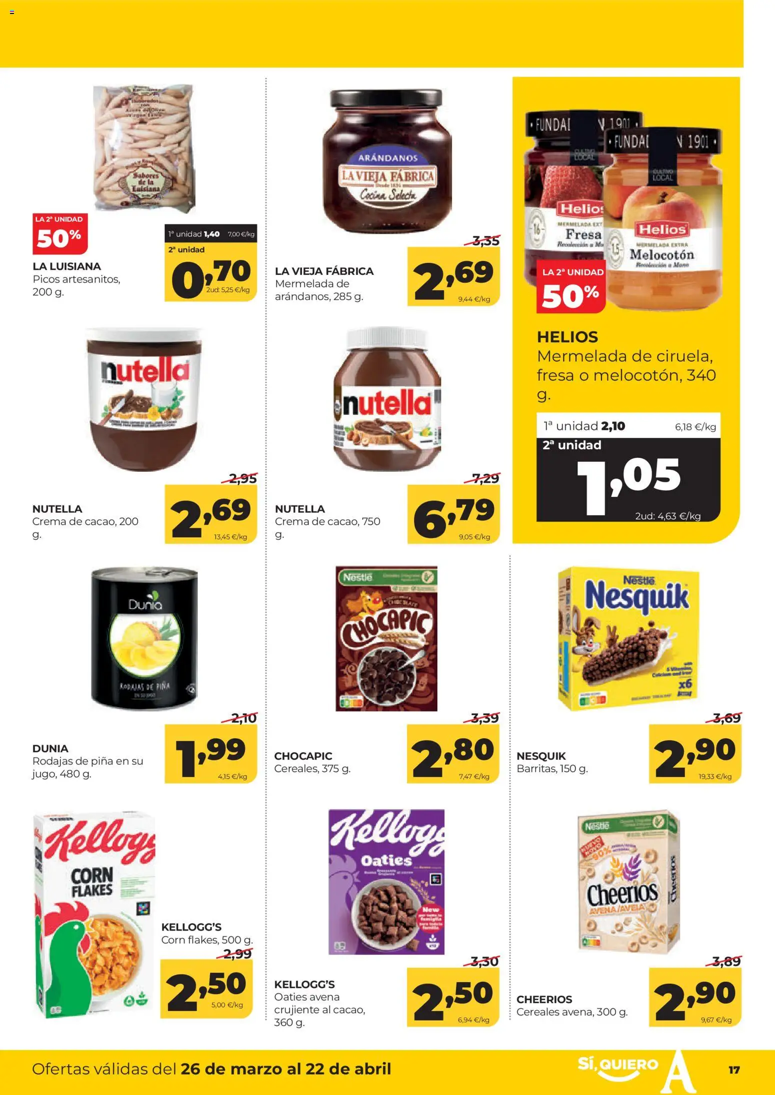 Alimerka Mensual del 26 de marzo al 22 de abril Castilla y León │ válido desde el 26.03.2026 | Página: 17 | Productos: Piña, Cereales, Crema, Cocina