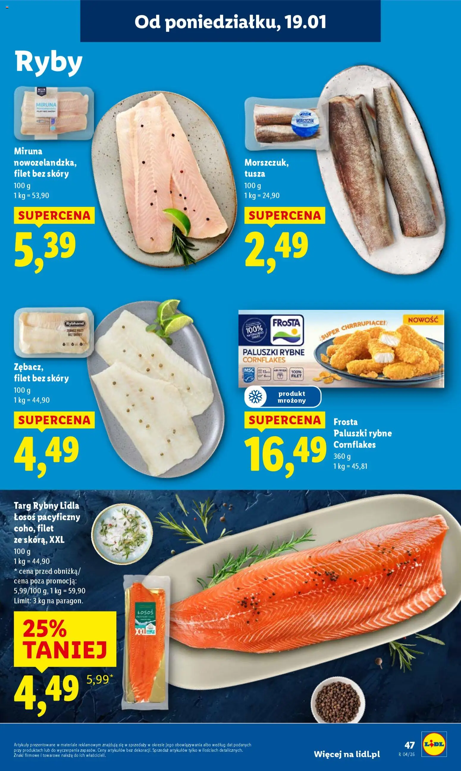 Lidl Gazetka od 19.01.2026 | Strona: 47 | Produkty: Miruna, Paluszki rybne, Paluszki, Ryby