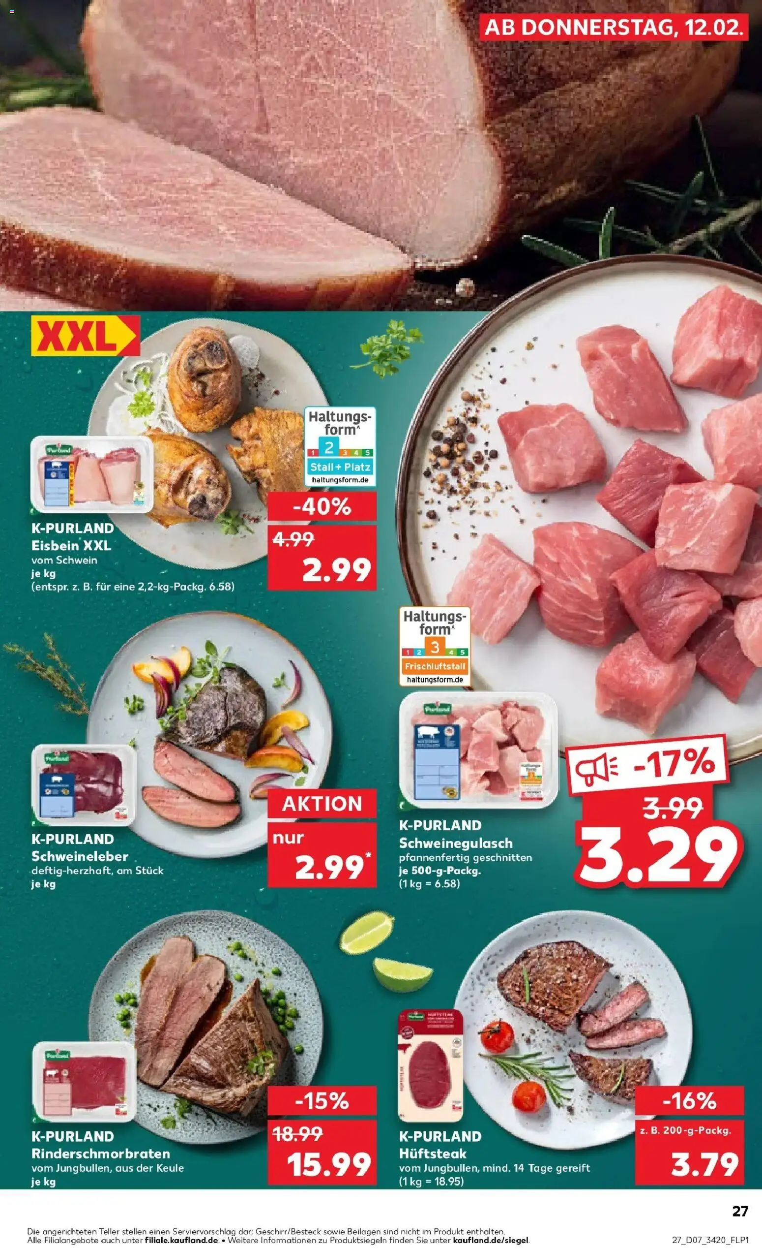 Kaufland prospekt Blankenfelde-Mahlow	 – gültig ab 16.02.2026 | Seite: 27 | Produkte: Schweinegulasch, Steak