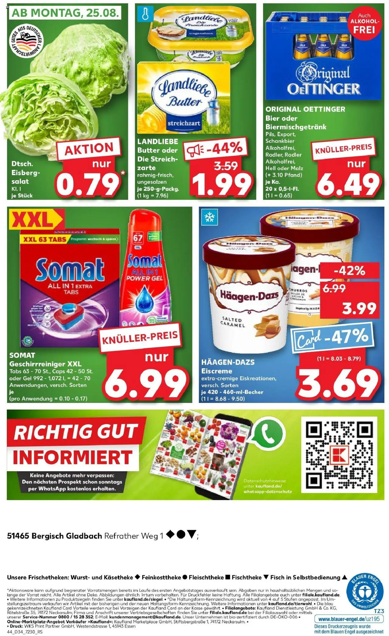 Kaufland prospekt Bergisch Gladbach	 - gültig ab dem 21.08.2025 | Seite: 44 | Produkte: Bier, Oettinger, Eiscreme, Fisch