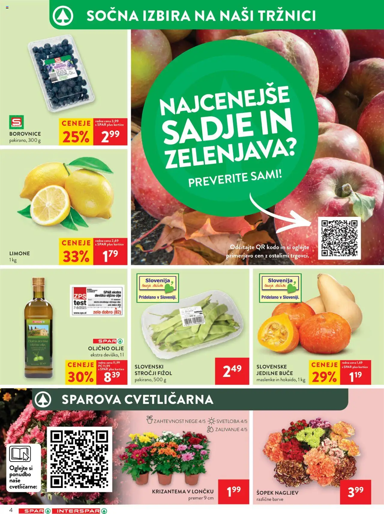 Novi Spar katalog ponudbe – veljaven od 15.10.2025 | Stran: 4 | Izdelki: Buče, Šopek, Borovnice, Sadje
