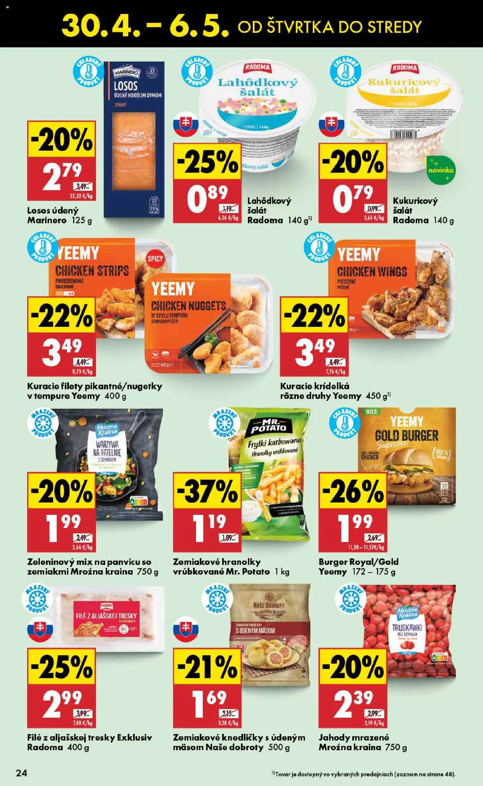 Nové Biedronka akcie – leták je platný od 30.04.2026 | Strana: 24 | Produkty: Losos, Jahody, Šalát