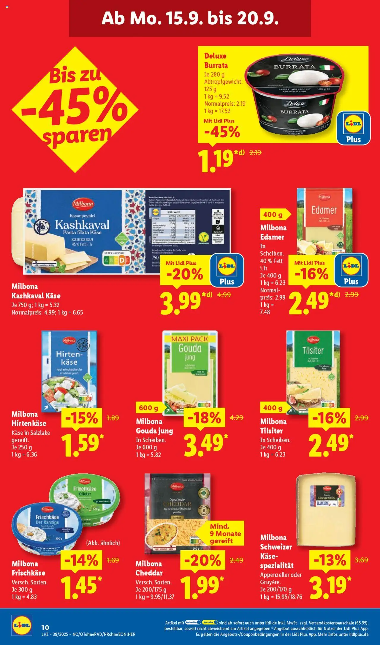 Lidl Prospekt Lüchow – gültig ab 15.09.2025 | Seite: 18 | Produkte: Gouda, Edamer, Burrata, Frischkase