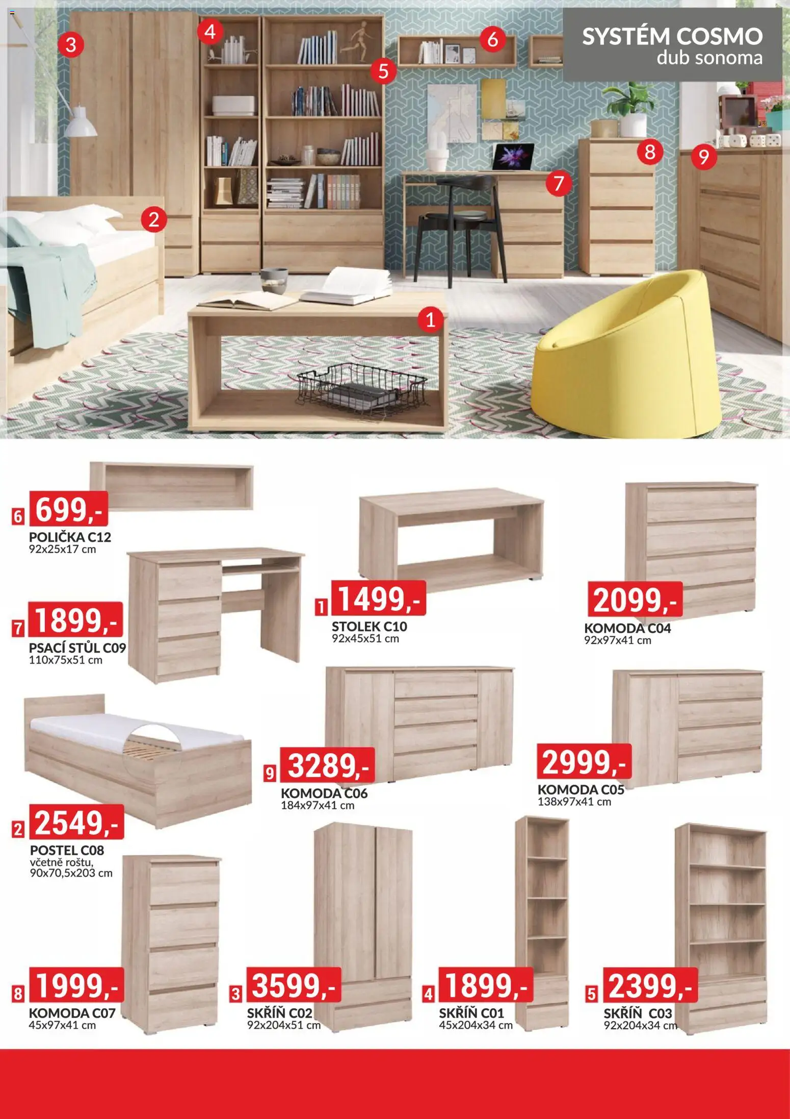 BAUMAX leták - Objevte svět nábytku od 01.04.2026 | Strana: 48 | Produkty: Postel, Komoda, Stolek, Skříň