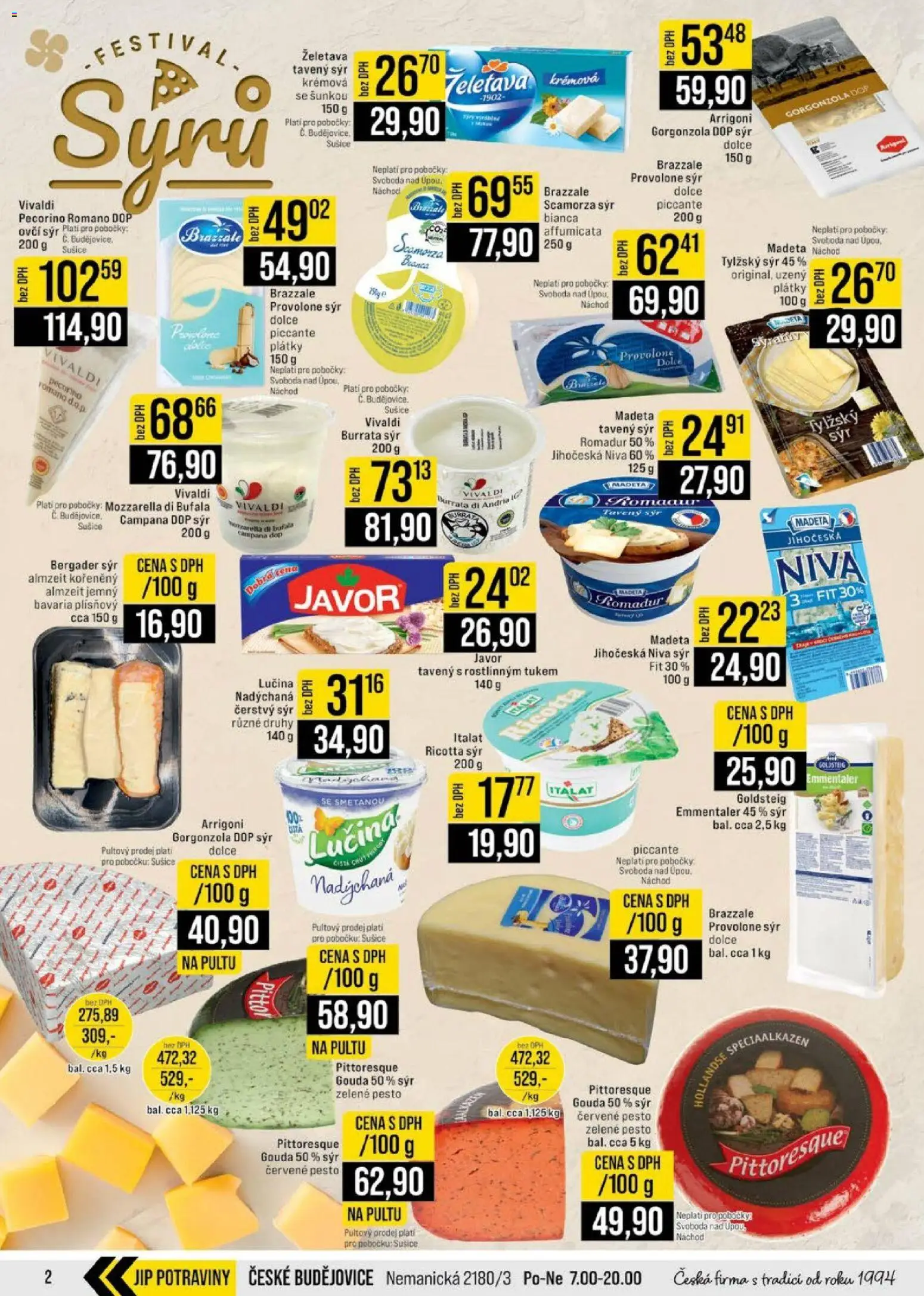 Jip leták - Cash & Carry od 29.04.2026 | Strana: 2 | Produkty: Gouda, Pecorino, Sušiče, Romadur