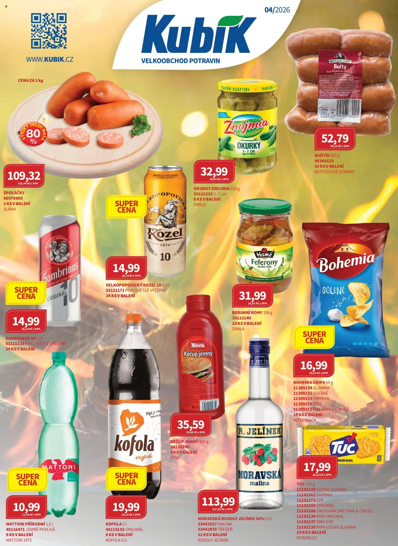 Kubík leták - Velkoobchod 04/2026 od 01.04.2026 | Strana: 1 | Produkty: Mattoni, Paprika, Slanina, Cibule