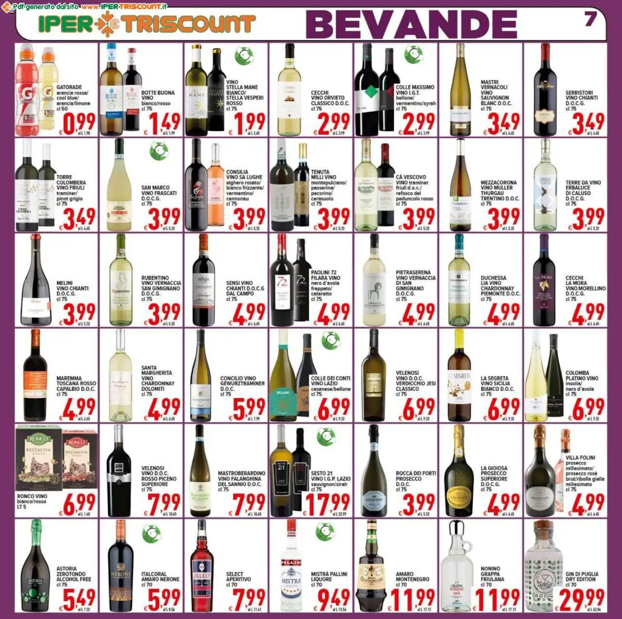 Volantino Ipertriscount del 05.09.2025 | Pagina: 7 | Prodotti: Arancia, Vino bianco, Amaro, Aperitivo