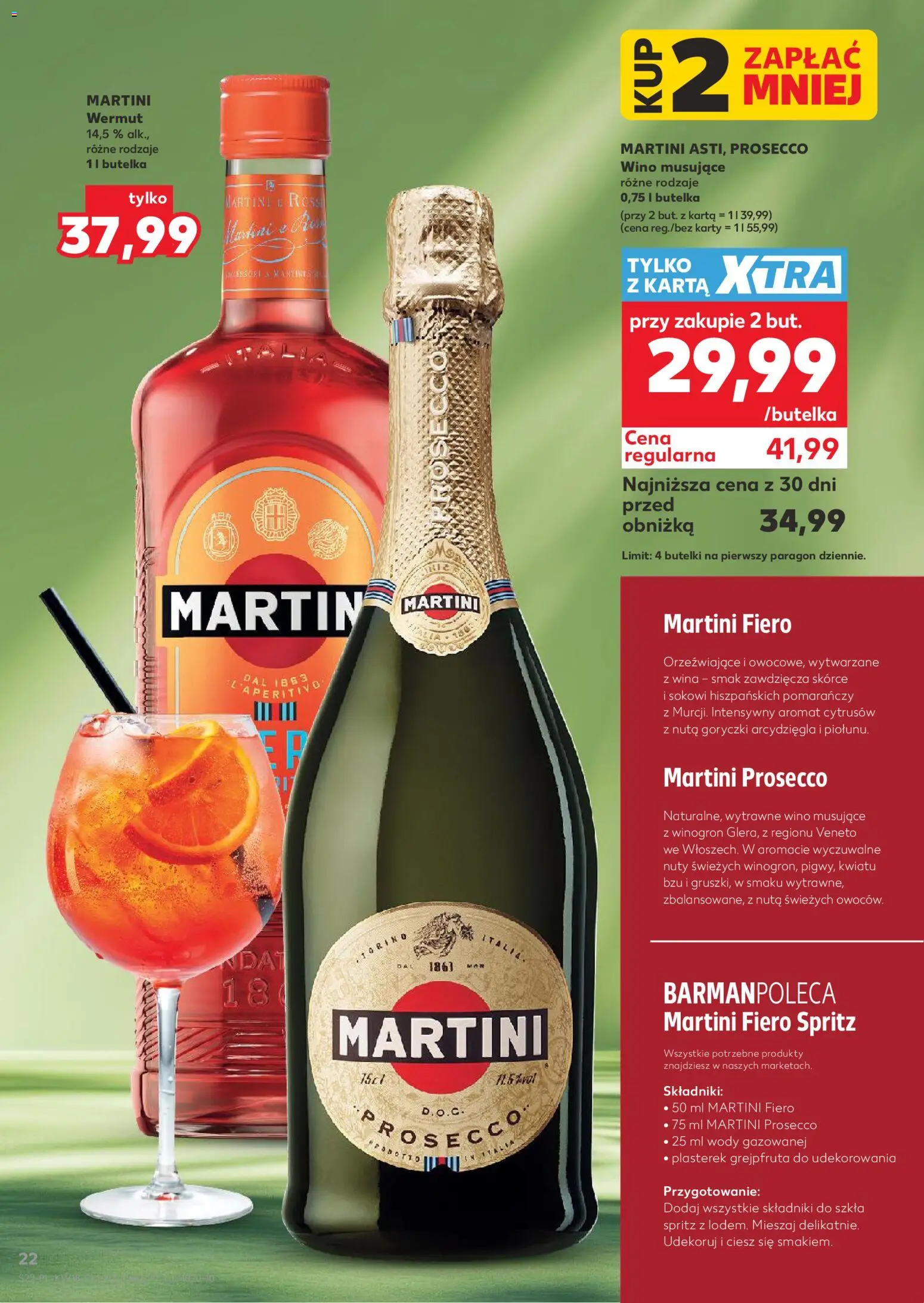 Kaufland Polsko leták - Barek od 29.04.2026 | Strana: 22 | Produkty: Prosecco, Martini, Spritz, Karty