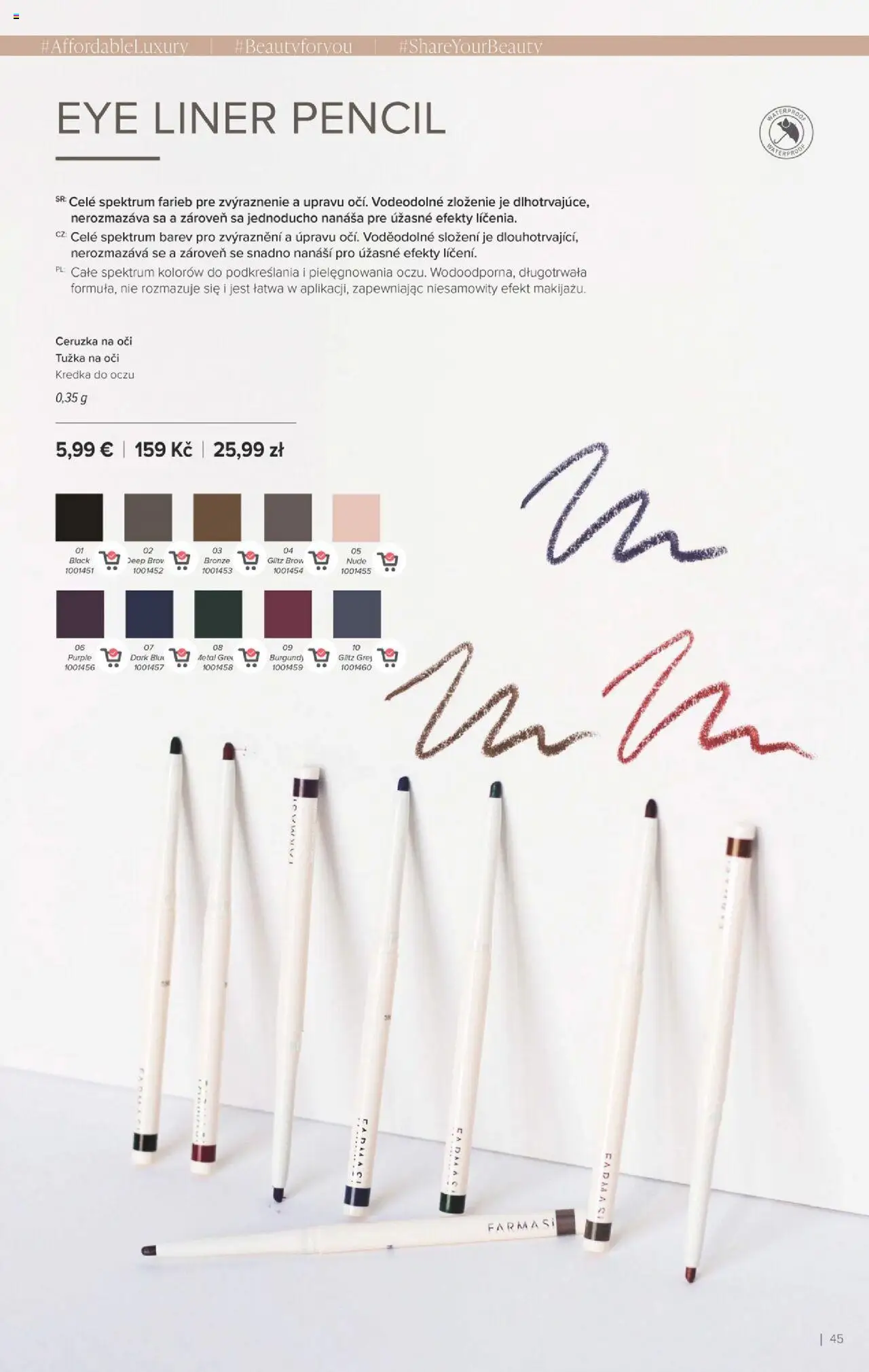 Nové Farmasi akcie – leták je platný od 24.09.2025 | Strana: 45 | Produkty: Ceruzka na oči, Ceruzka