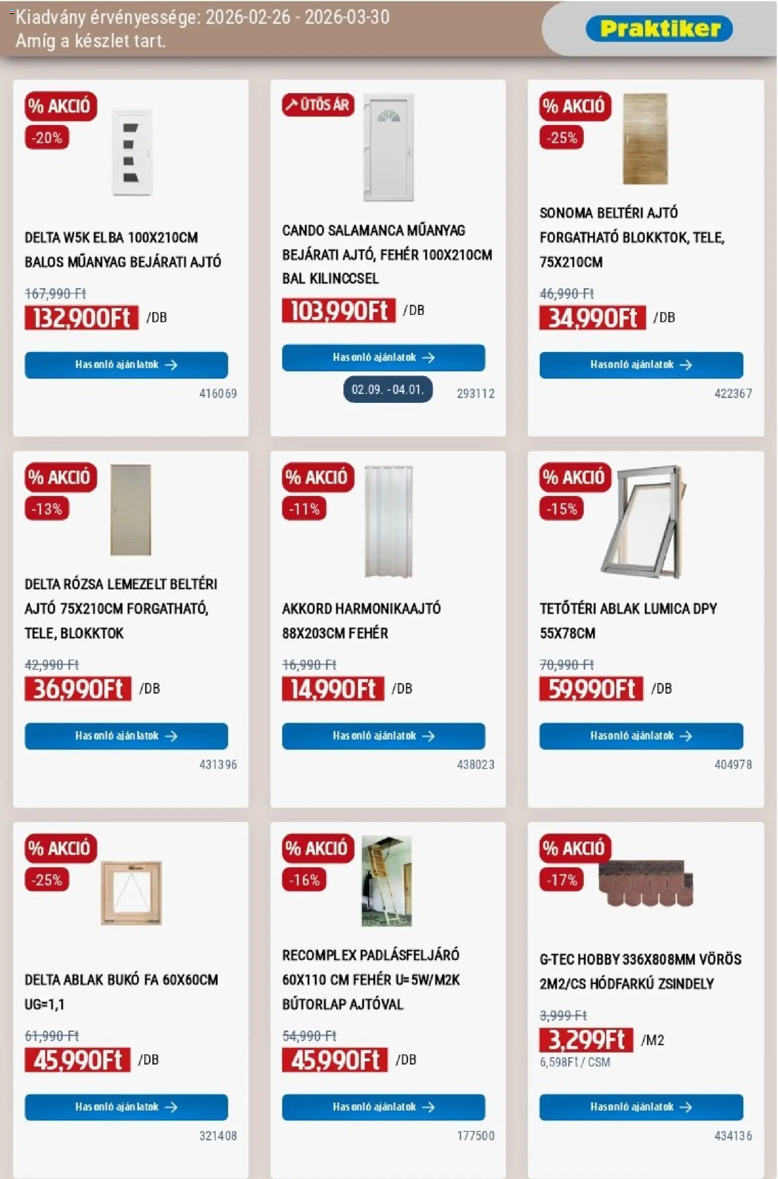 Praktiker akciós ujság - amely érvényes a következő dátumtól: 26.02.2026 | Oldal: 27 | Termékek: Bejárati ajtó, Zsindely, Ablak, Beltéri ajtó
