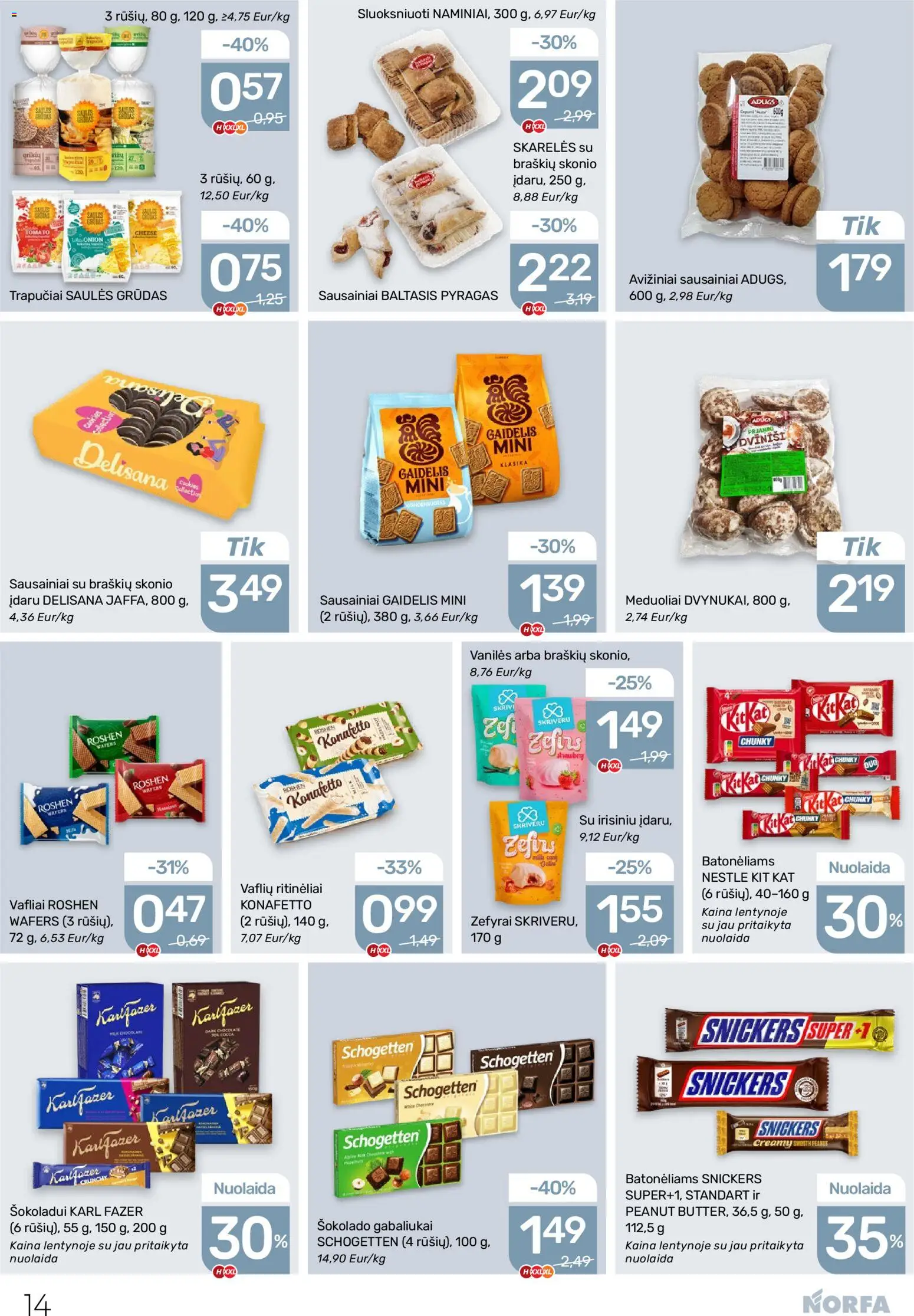 NORFA akcijos nuo 08.01.2026 | Puslapis: 14 | Prekių: Sausainiai, Pyragas, Vafliai