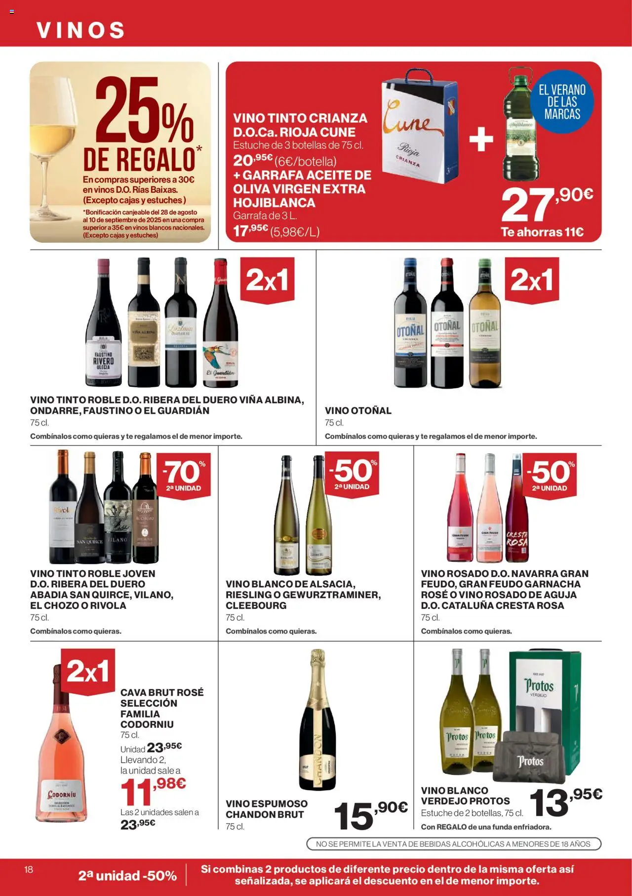 Hipercor catálogo │ válido desde el 14.08.2025 | Página: 20 | Productos: Aceite, Vino, Té, Funda