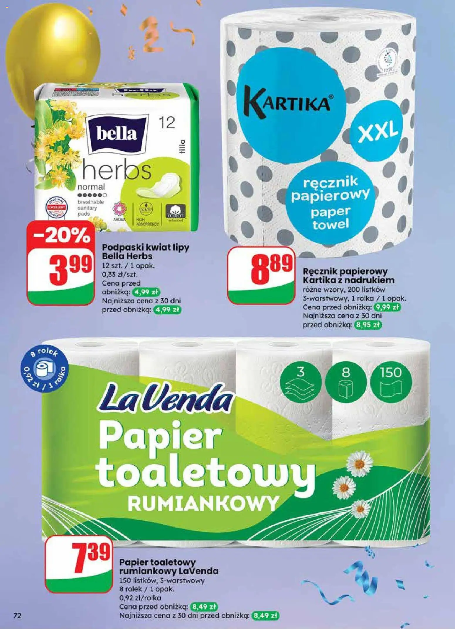 Dino Gazetka od 27.12.2025 | Strona: 72 | Produkty: Papier toaletowy, Podpaski, Ręcznik papierowy