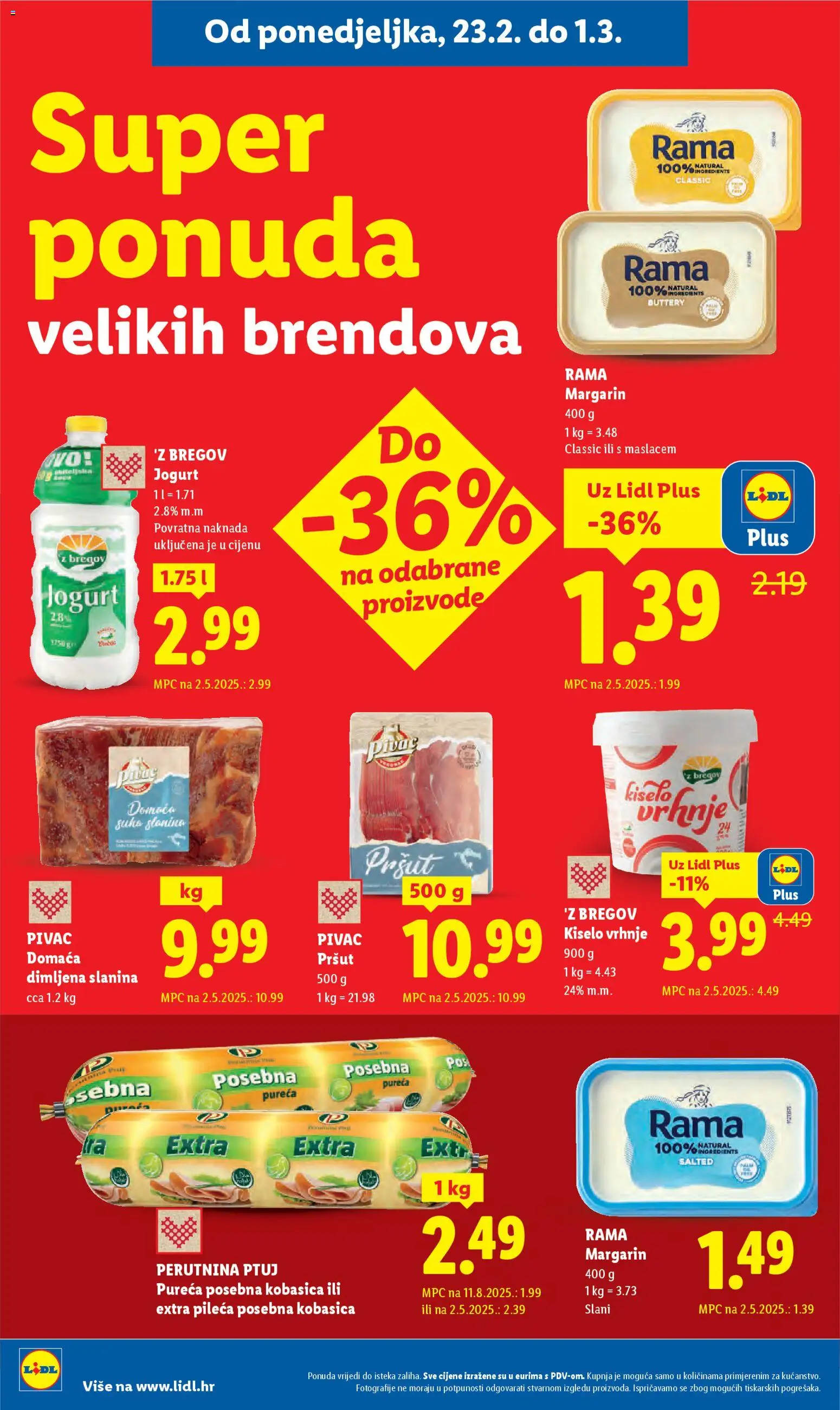 Lidl katalog | vrijedi od 23.02.2026 | Stranica: 8 | Proizvodi: Jogurt, Slanina, Kobasica, Perutnina Ptuj