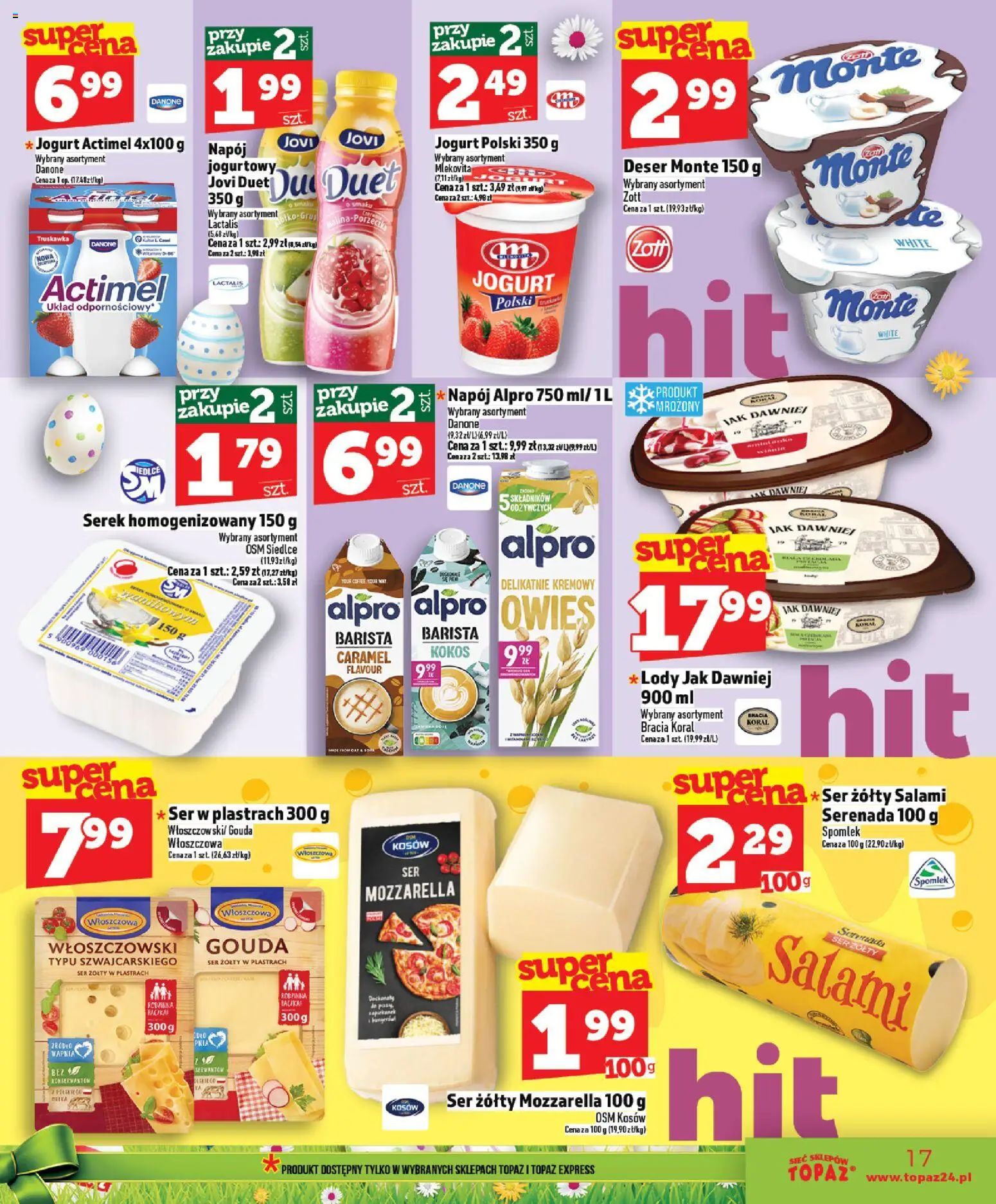 Topaz gazetka - MAZ od 26.03.2026 | Strona: 17 | Produkty: Alpro, Ser, Jogurt, Mozzarella