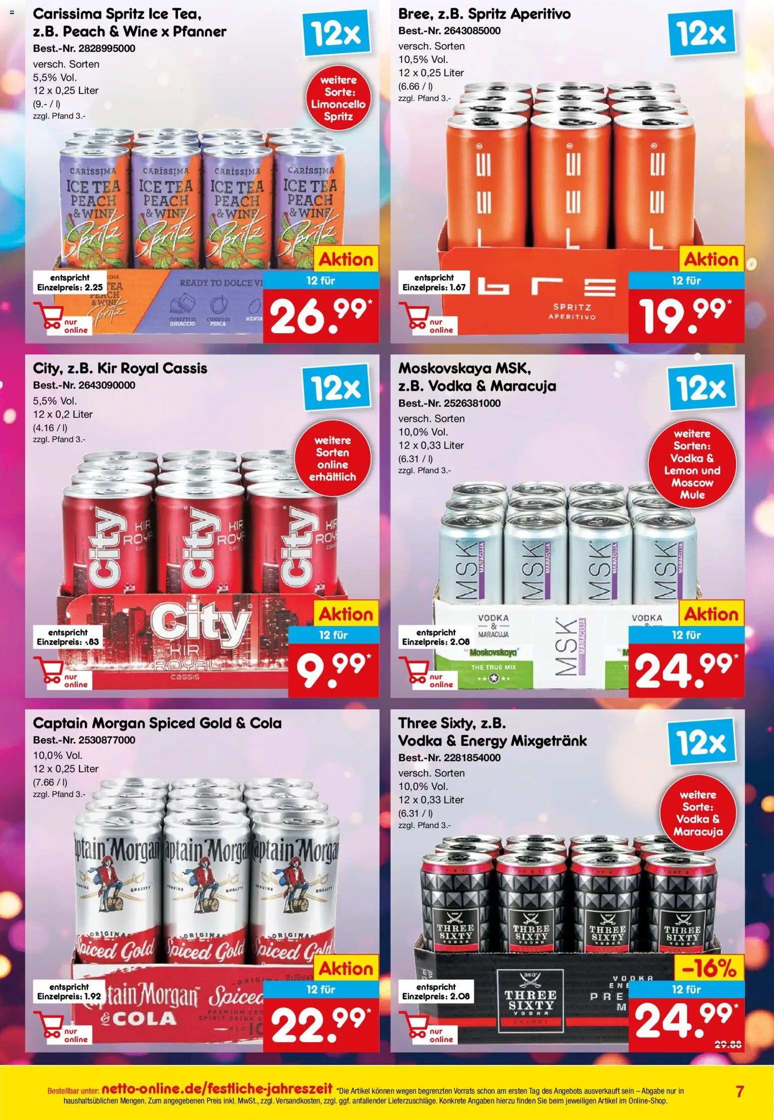Netto Marken-Discount Online-Sonderangebote Sekt, Wein und Spiritousen – gültig ab 01.12.2025 | Seite: 7 | Produkte: Cola, Energy, Limoncello, Captain morgan