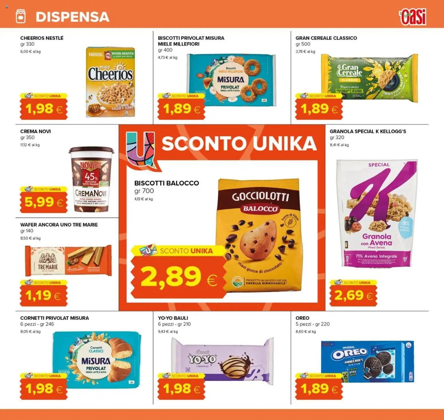 Volantino Oasi del 26.03.2026 | Pagina: 19 | Prodotti: Biscotti, Nocciole, Cacao, Miele