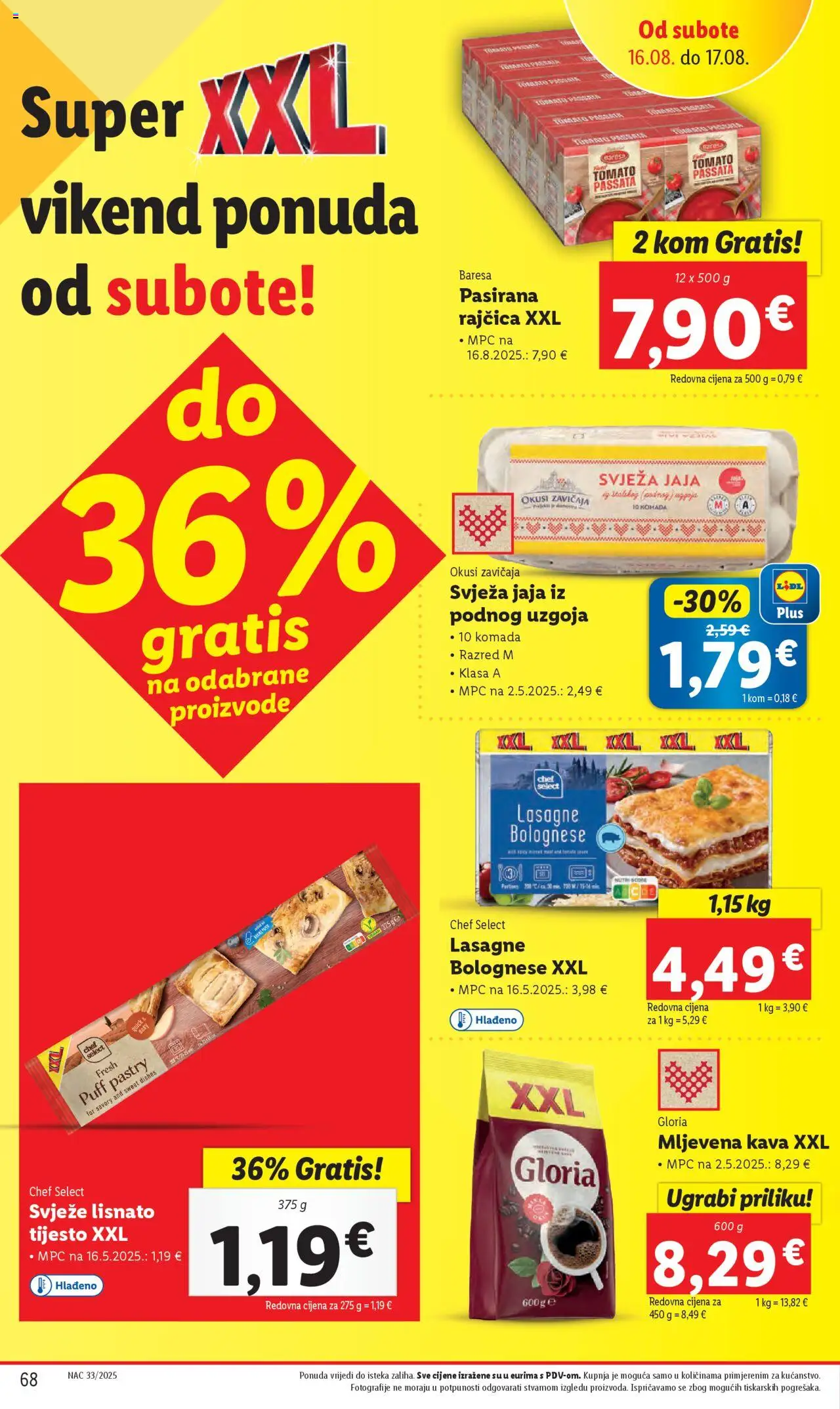 Lidl katalog | vrijedi od 11.08.2025 | Stranica: 68 | Proizvodi: Pasirana rajčica, Kava, Lisnato tijesto, Rajčica